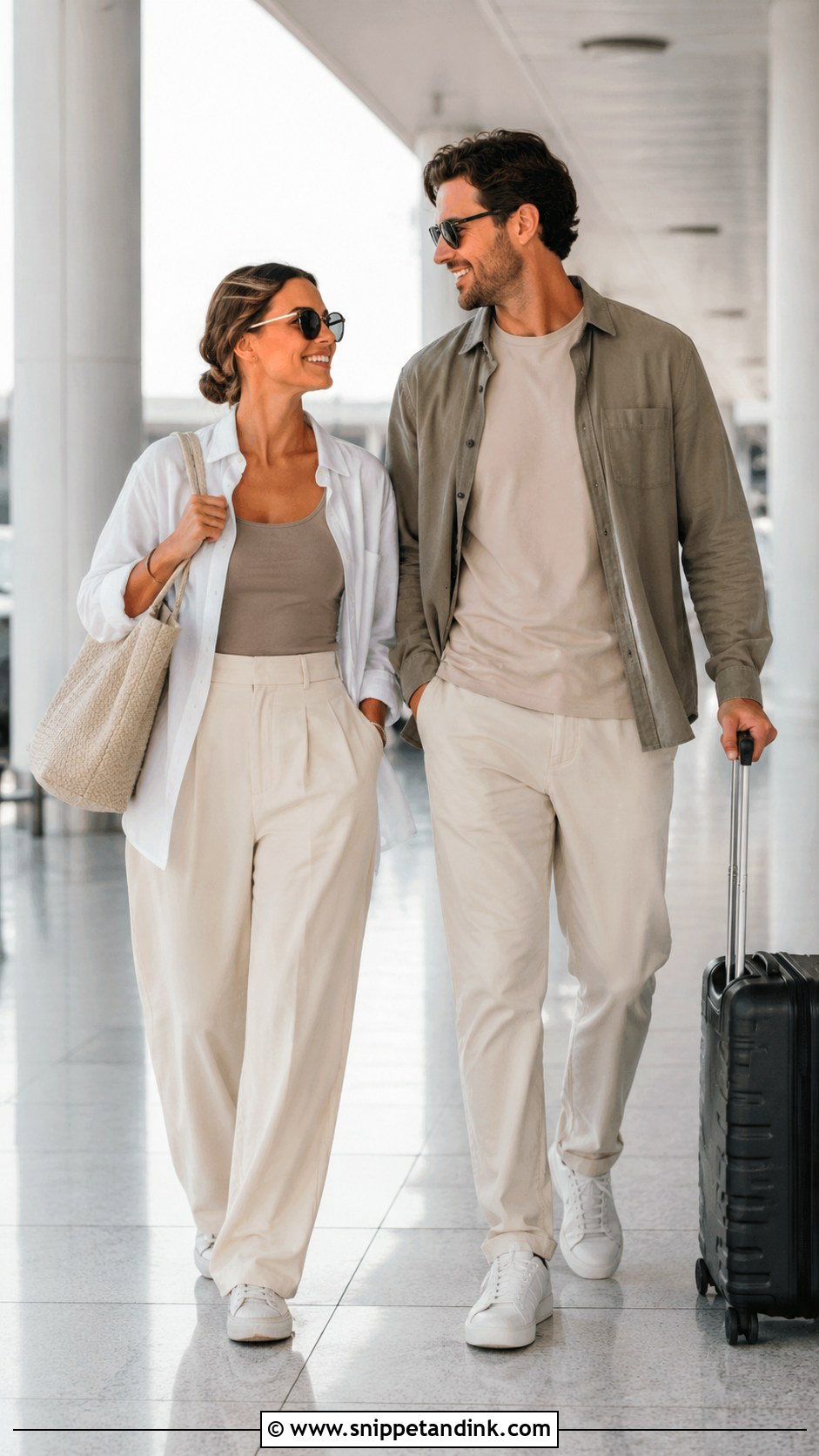 Travel Prenup Matching Neutral Outfit - Snippet and Ink - 25 Prenup Outfit Ideas Philippines