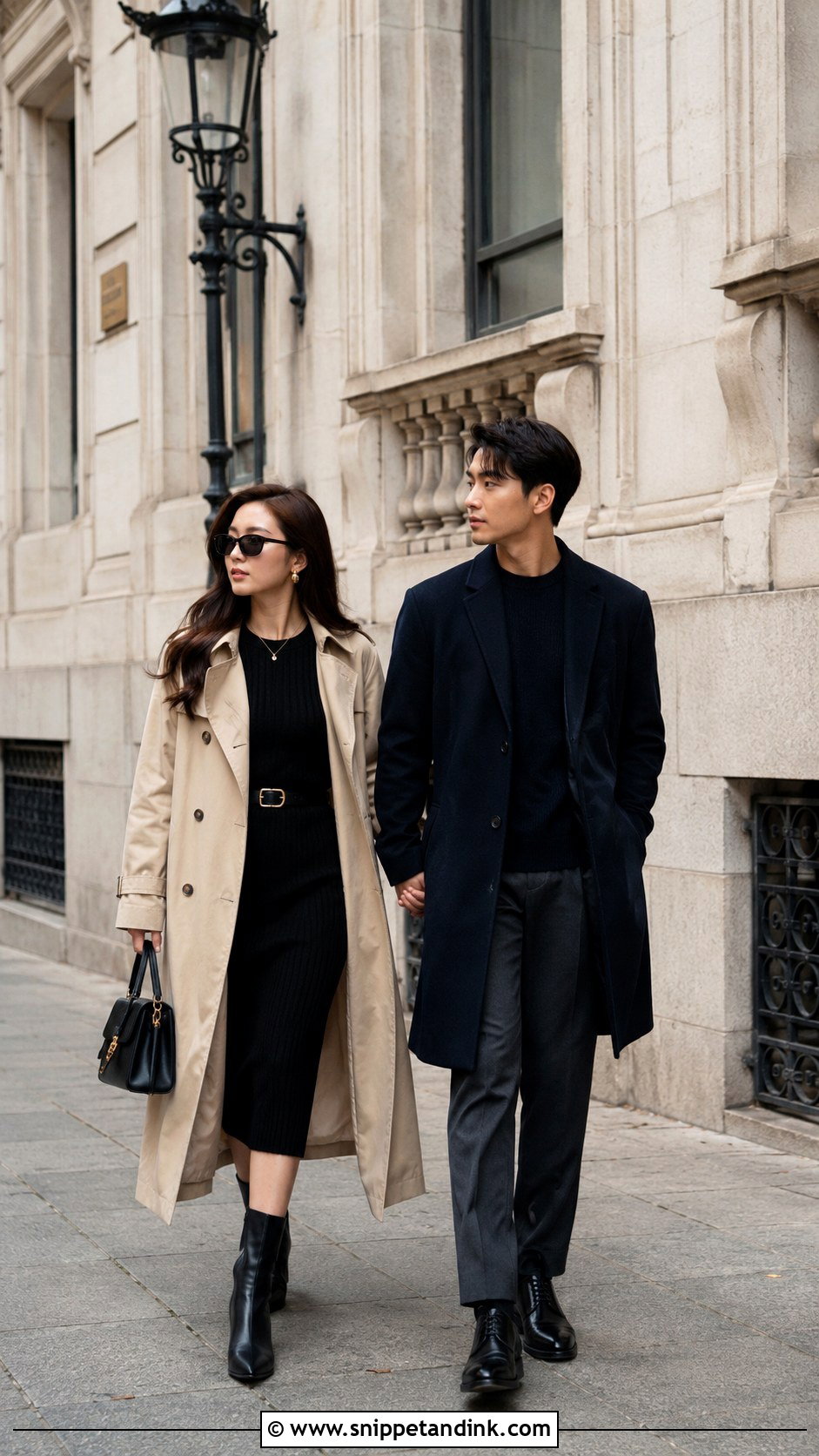 Trench Coat City Prenup Outfit - Snippet and Ink - 20 Prenup Ideas Outfits