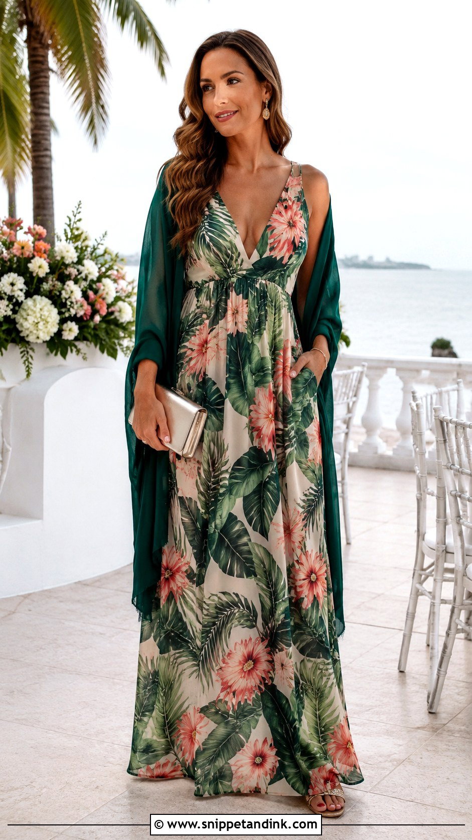 Tropical Print Coastal Formal Maxi Dress - Snippet and Ink - 20 Coastal Formal Wedding Attire Ideas