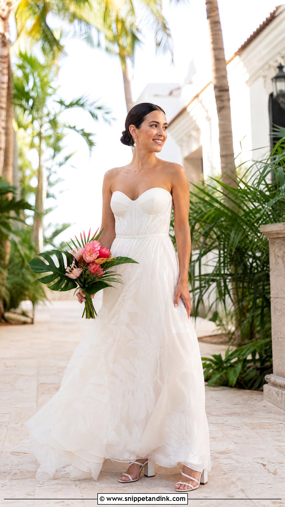 Tropical Wedding Dress With Corset Bodice - Snippet and Ink - 25 Tropical Wedding Dress Ideas