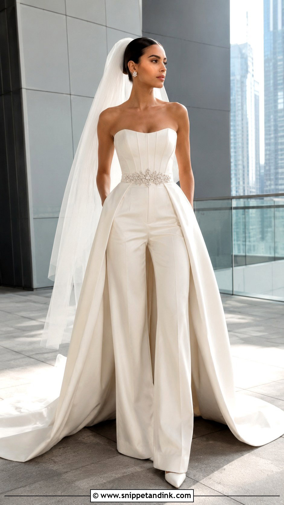 Trouser 2in1 Wedding Dress With Split Overskirt - Snippet and Ink - 20 2in1 Wedding Dress Ideas
