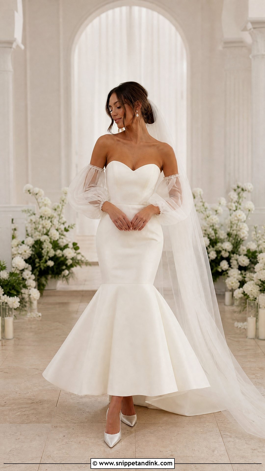 Trumpet Wedding Dress With Detachable Sleeves - Snippet and Ink - 20 Mermaid Trumpet Wedding Dress Ideas