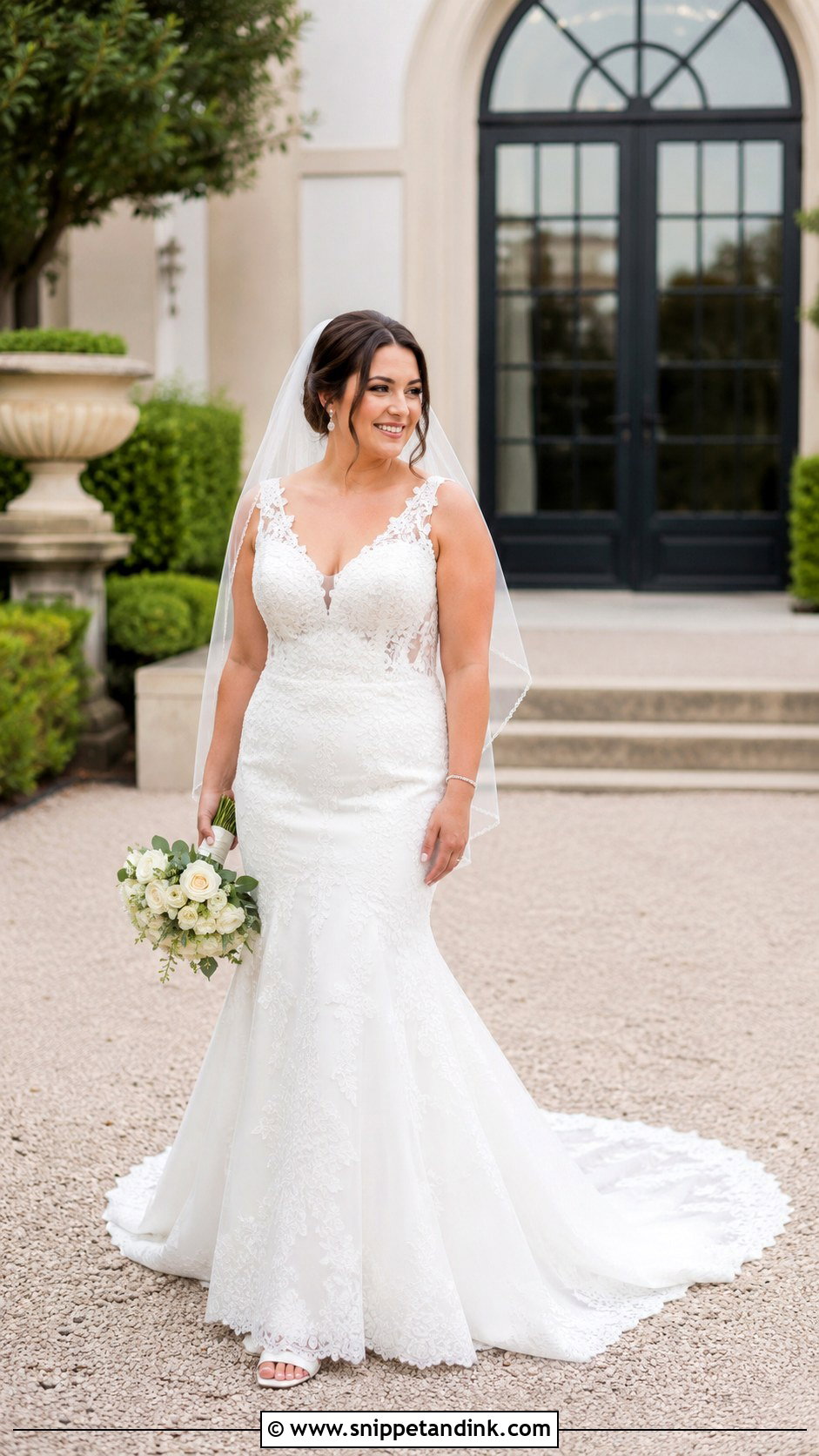 Trumpet Wedding Dress With Lace Train - Snippet and Ink - 20 Midsize Bride Wedding Dress Ideas