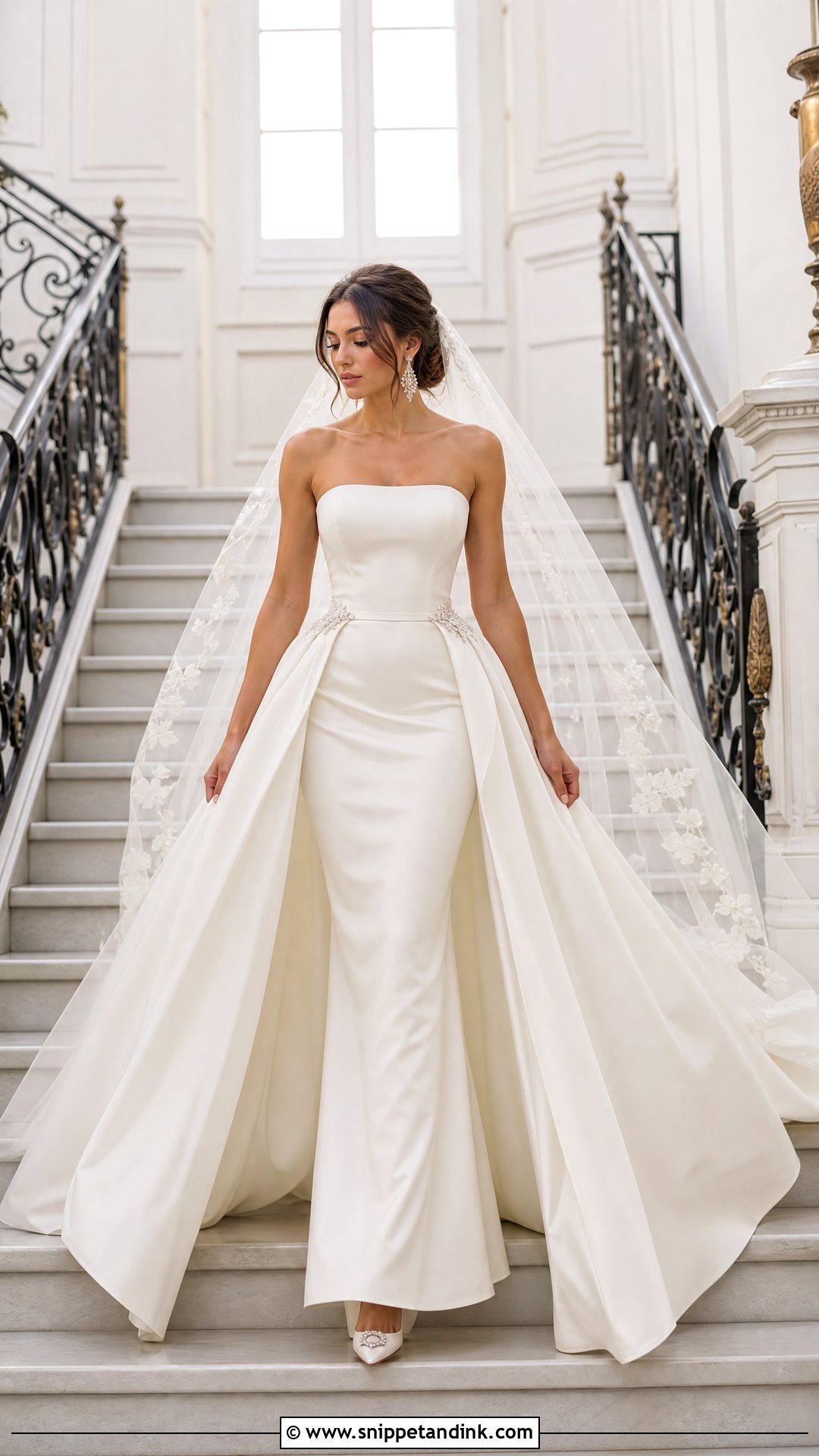 Trumpet Wedding Gown With Detachable Overskirt - Snippet and Ink - 20 Trumpet Wedding Gown Ideas