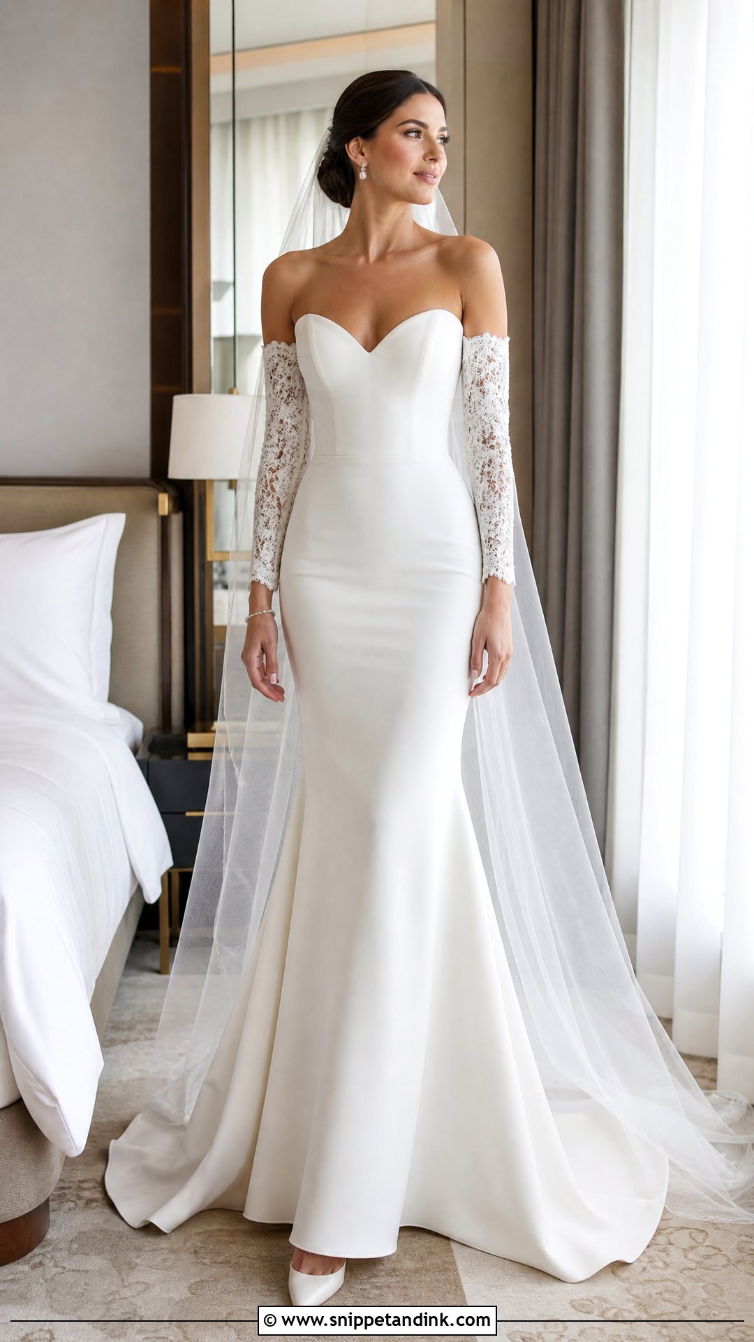 Trumpet Wedding Gown With Detachable Sleeves - Snippet and Ink - 20 Trumpet Wedding Gown Ideas