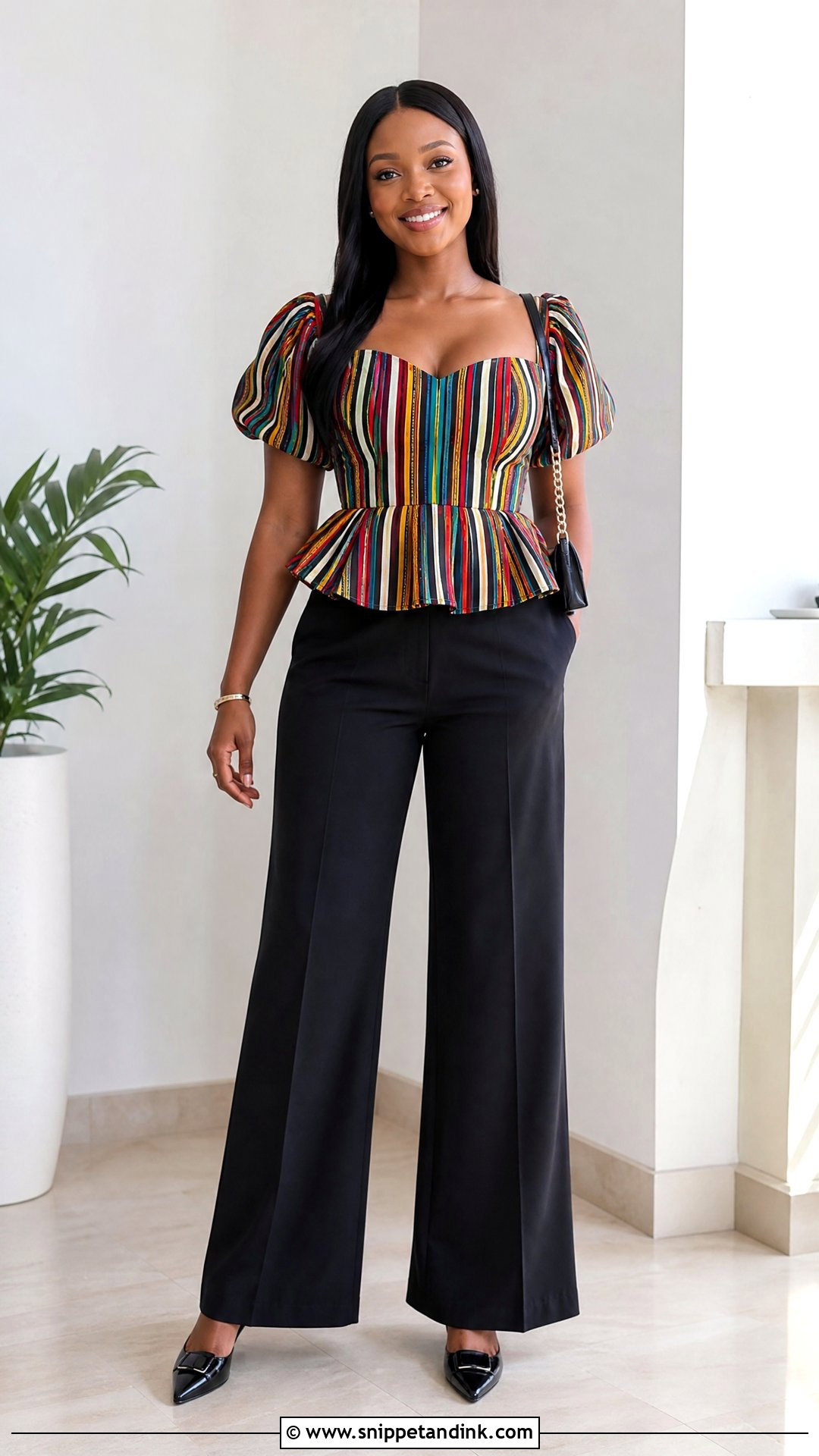 Tshivenda Blouse and Tailored Pants Outfit - Snippet and Ink - 20 Tshivenda Traditional Attire Ideas