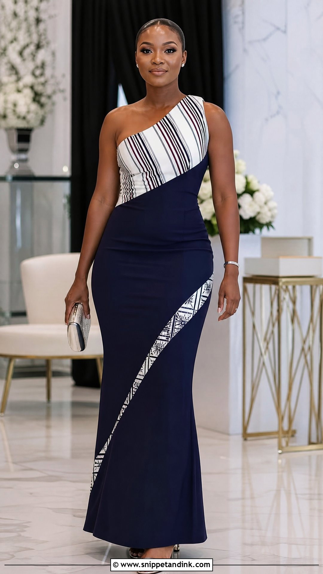 Tshivenda One Shoulder Gown Outfit - Snippet and Ink - 20 Tshivenda Traditional Attire Ideas