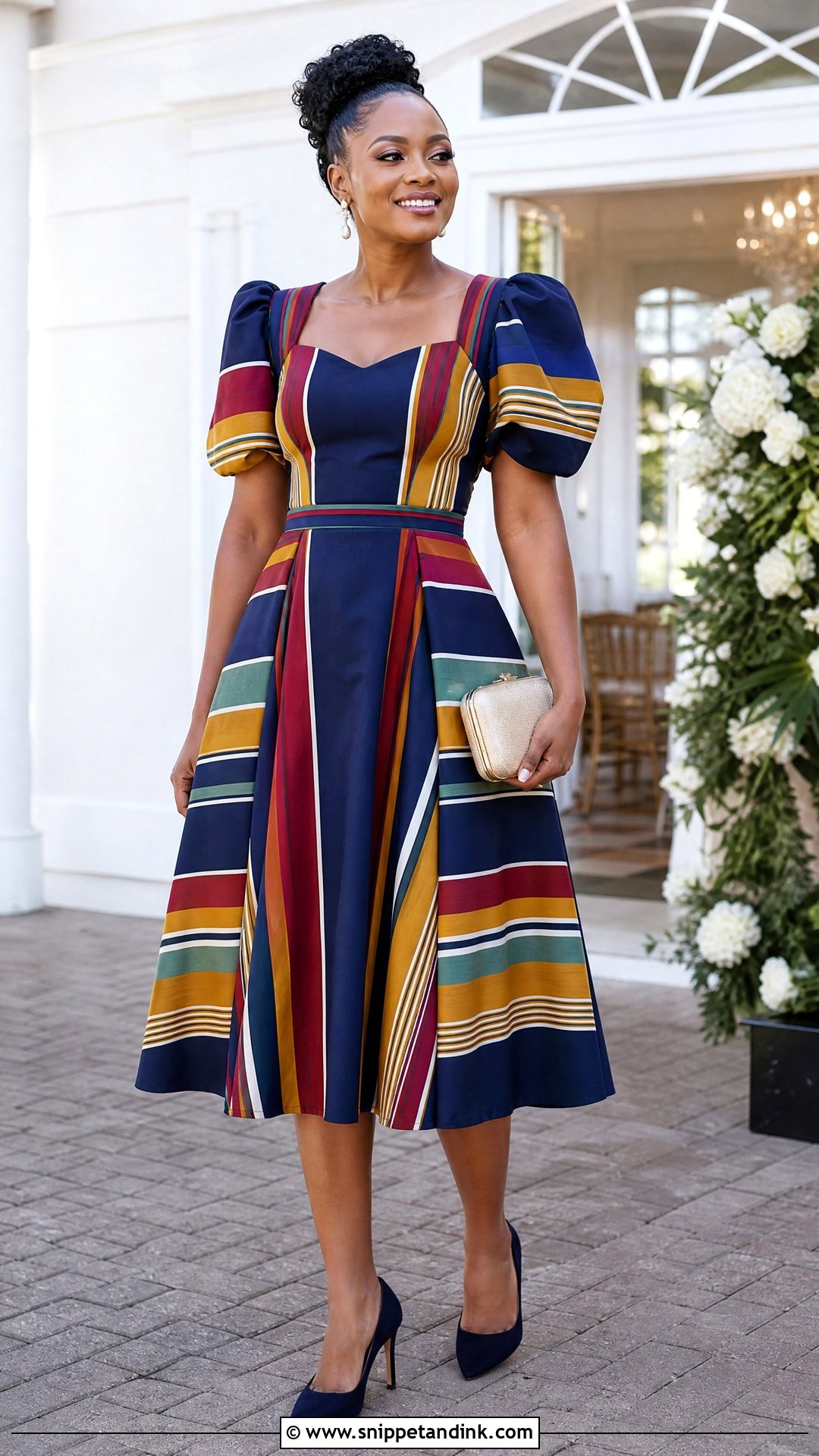 Tshivenda Wedding Guest Midi Dress Outfit - Snippet and Ink - 20 Tshivenda Traditional Attire Ideas