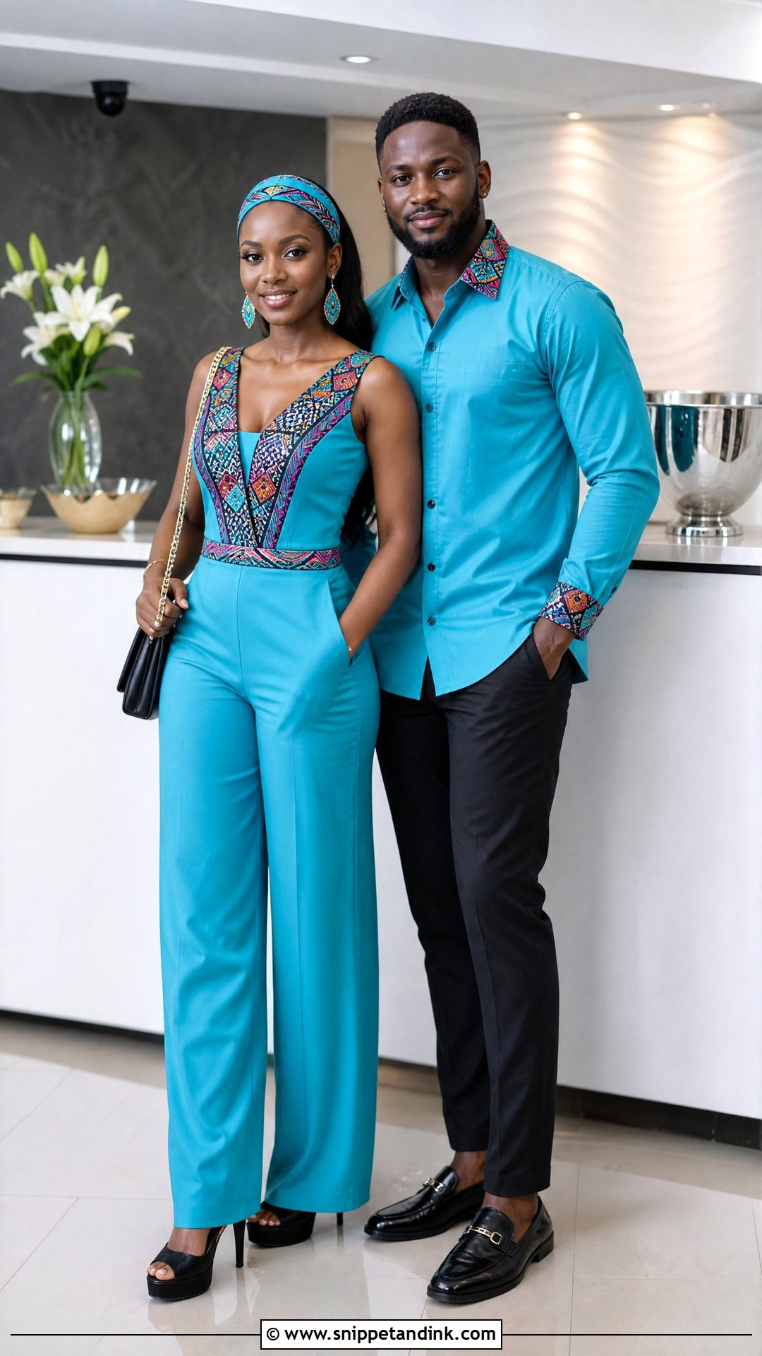 Tsonga Jumpsuit And Matching Shirt Attire - Snippet and Ink - 20 Tsonga Traditional Attire for Couples Ideas