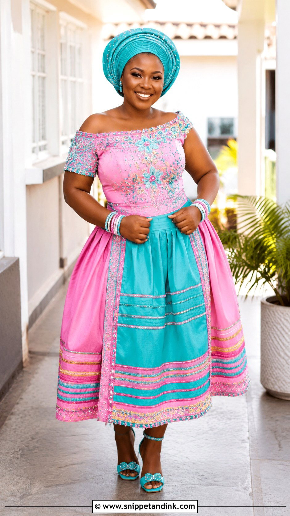Tsonga Lobola Dress With Xibelani Skirt - Snippet and Ink - 30 Lobola Dresses for Bride