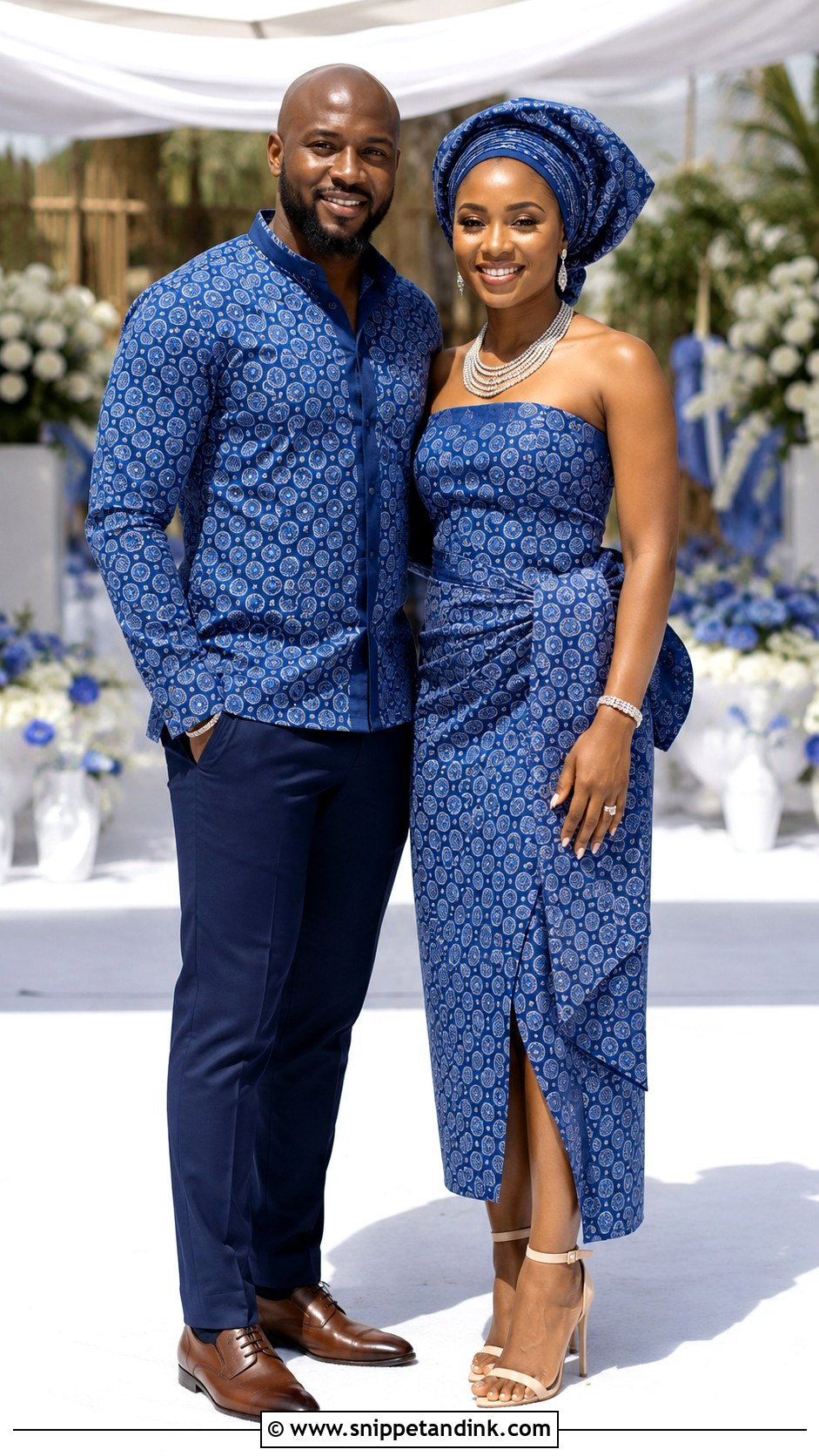 Tswana Blue Lobola Outfit - Snippet and Ink - 25 Lobola Outfits for Couples