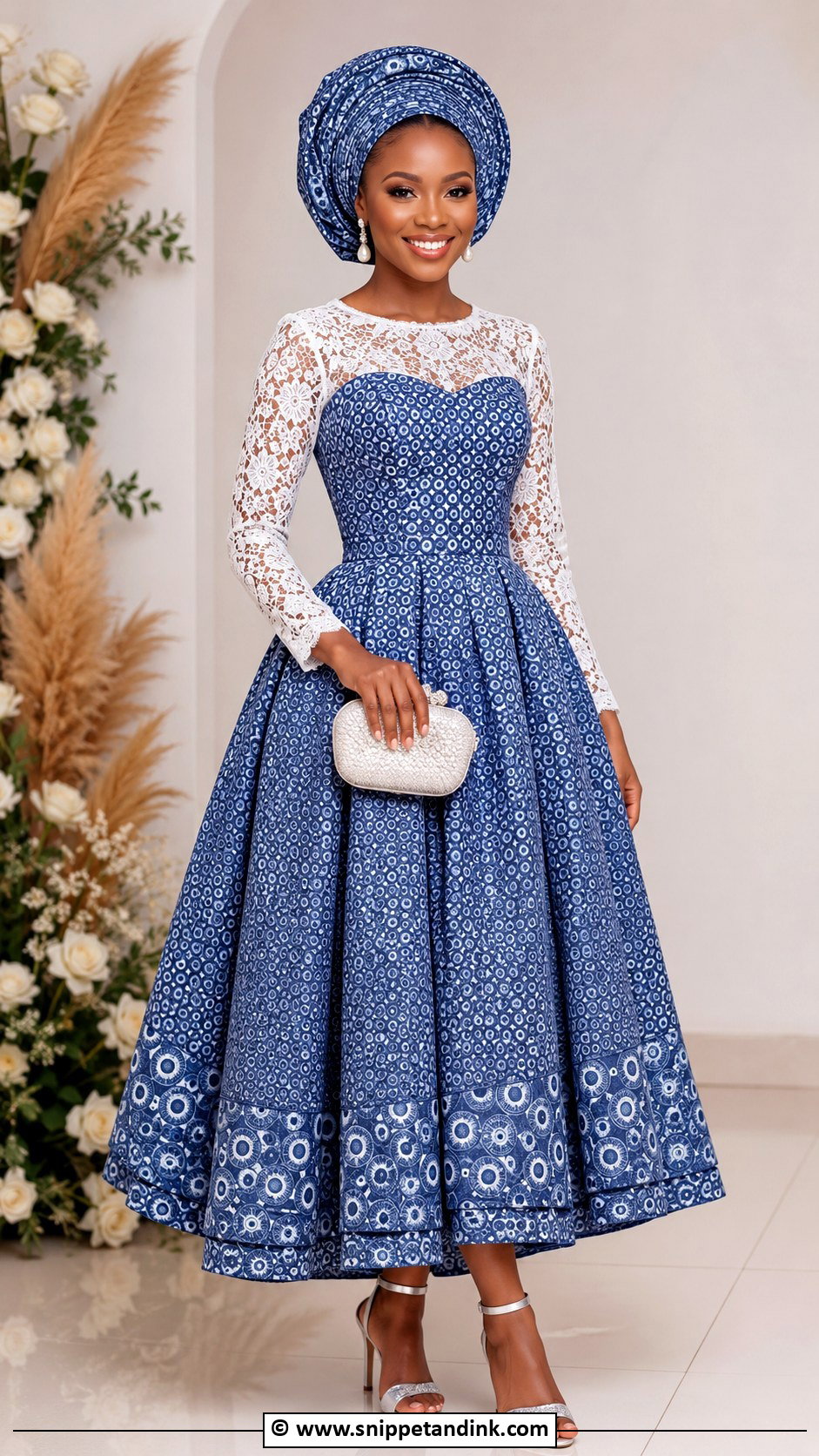 Tswana Lace And Shweshwe Wedding Dress - Snippet and Ink - 25 Tswana Traditional Wedding Dresses