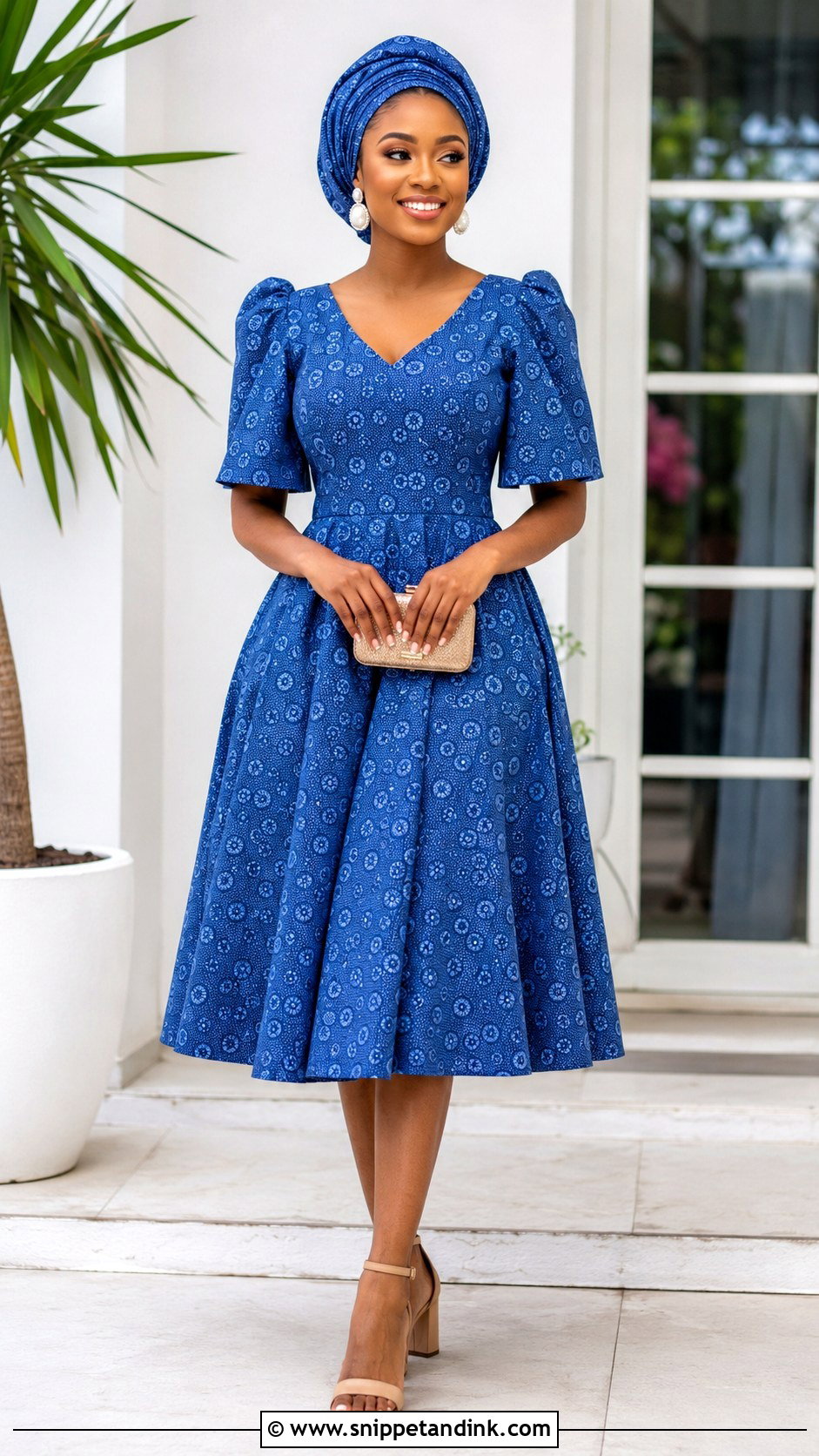 Tswana Lobola Dress With Shweshwe Print - Snippet and Ink - 30 Lobola Dresses for Bride