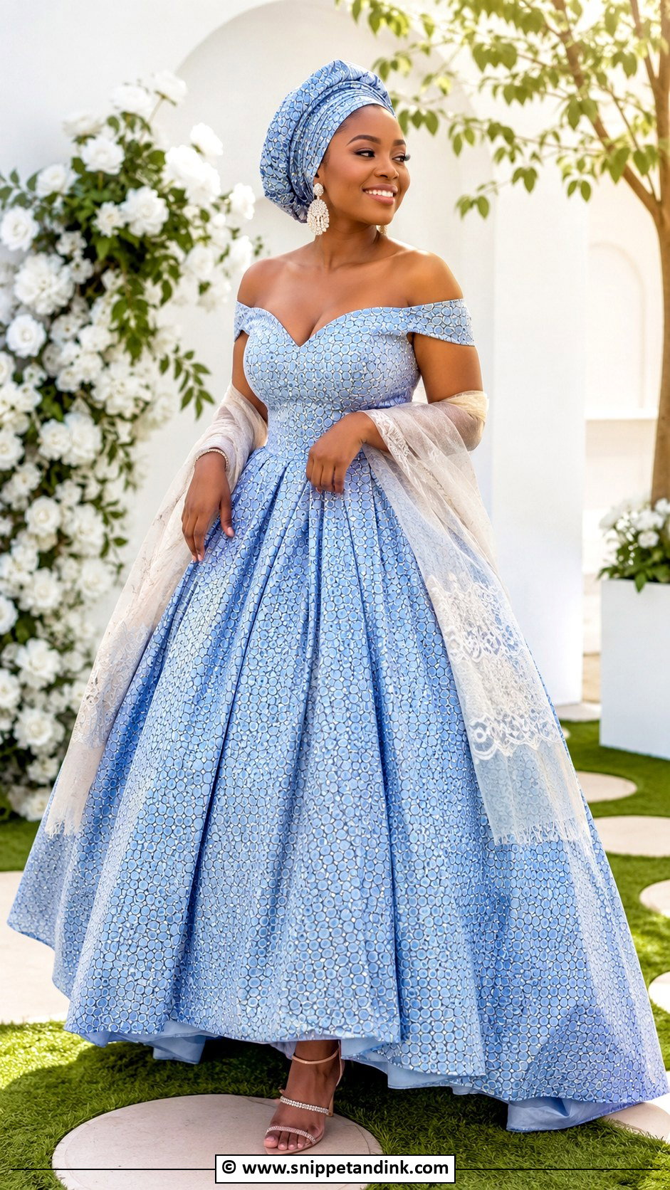 Tswana Off Shoulder Wedding Dress - Snippet and Ink - 25 Tswana Traditional Wedding Dresses