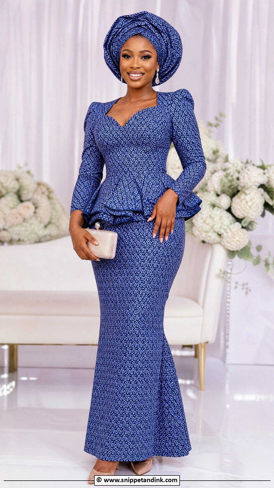 Tswana Shweshwe Makoti Gown - Snippet and Ink - 35 Makoti Attire Ideas