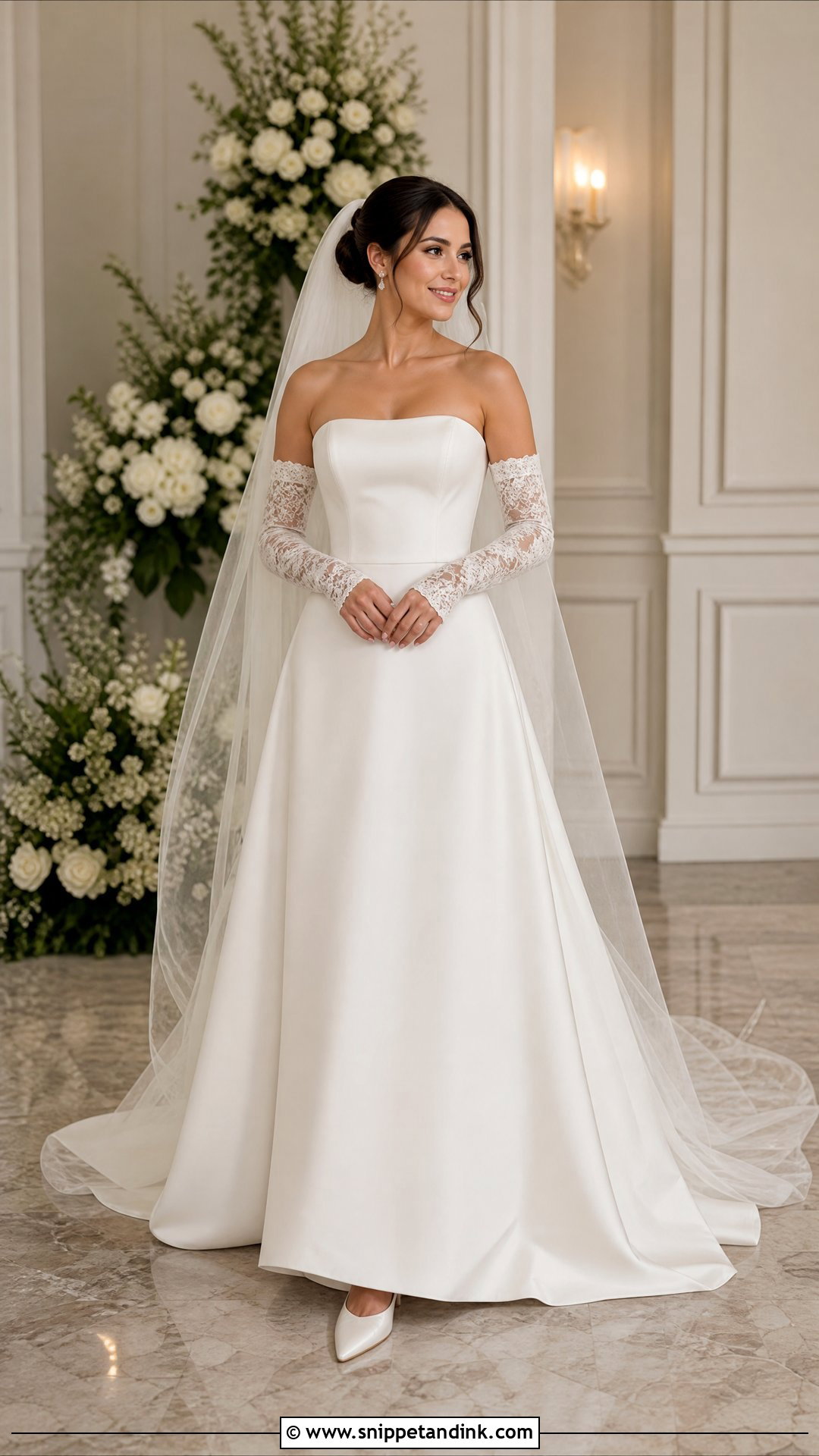 Tube Top Wedding Dress With Detachable Sleeves - Snippet and Ink - 20 Tube Top Wedding Dress Ideas