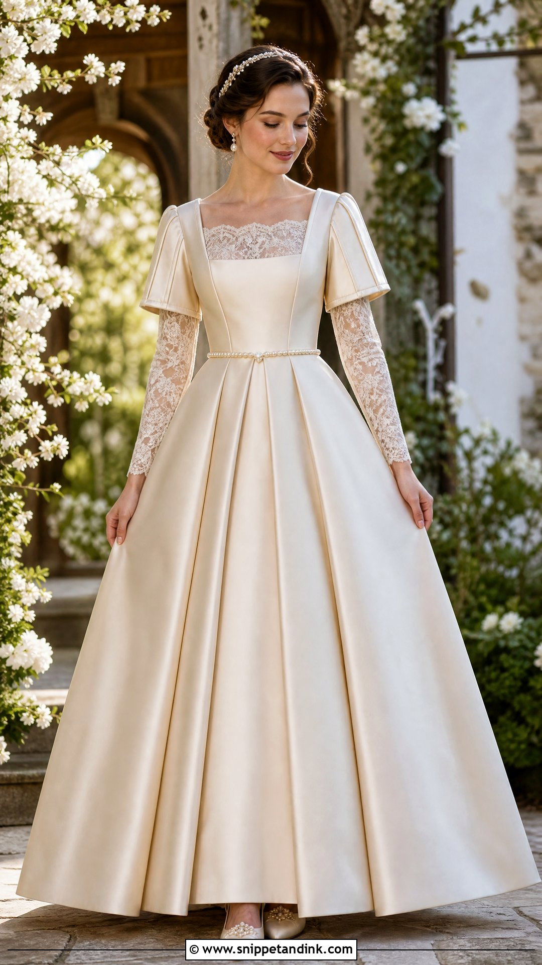 Tudor Wedding Dress With Lace Undersleeves - Snippet and Ink - 20 Tudor Wedding Dress Ideas
