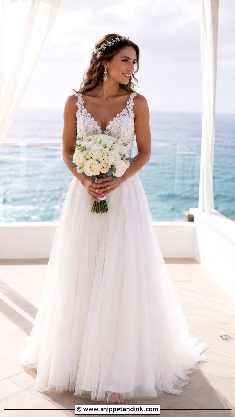 Tulle A Line Beach Wedding Dress - Snippet and Ink - 20 Flowy Beach Wedding Dress Ideas