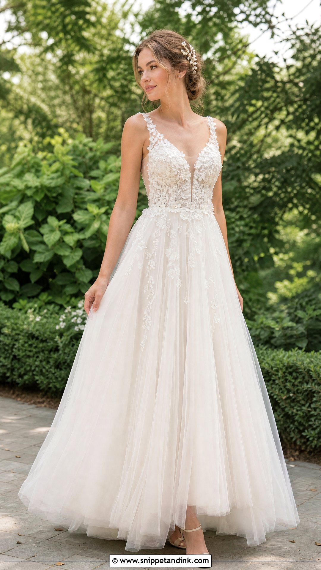 Tulle A Line Boho Wedding Dress - Snippet and Ink - 25 Boho Whimsical Wedding Dress Ideas