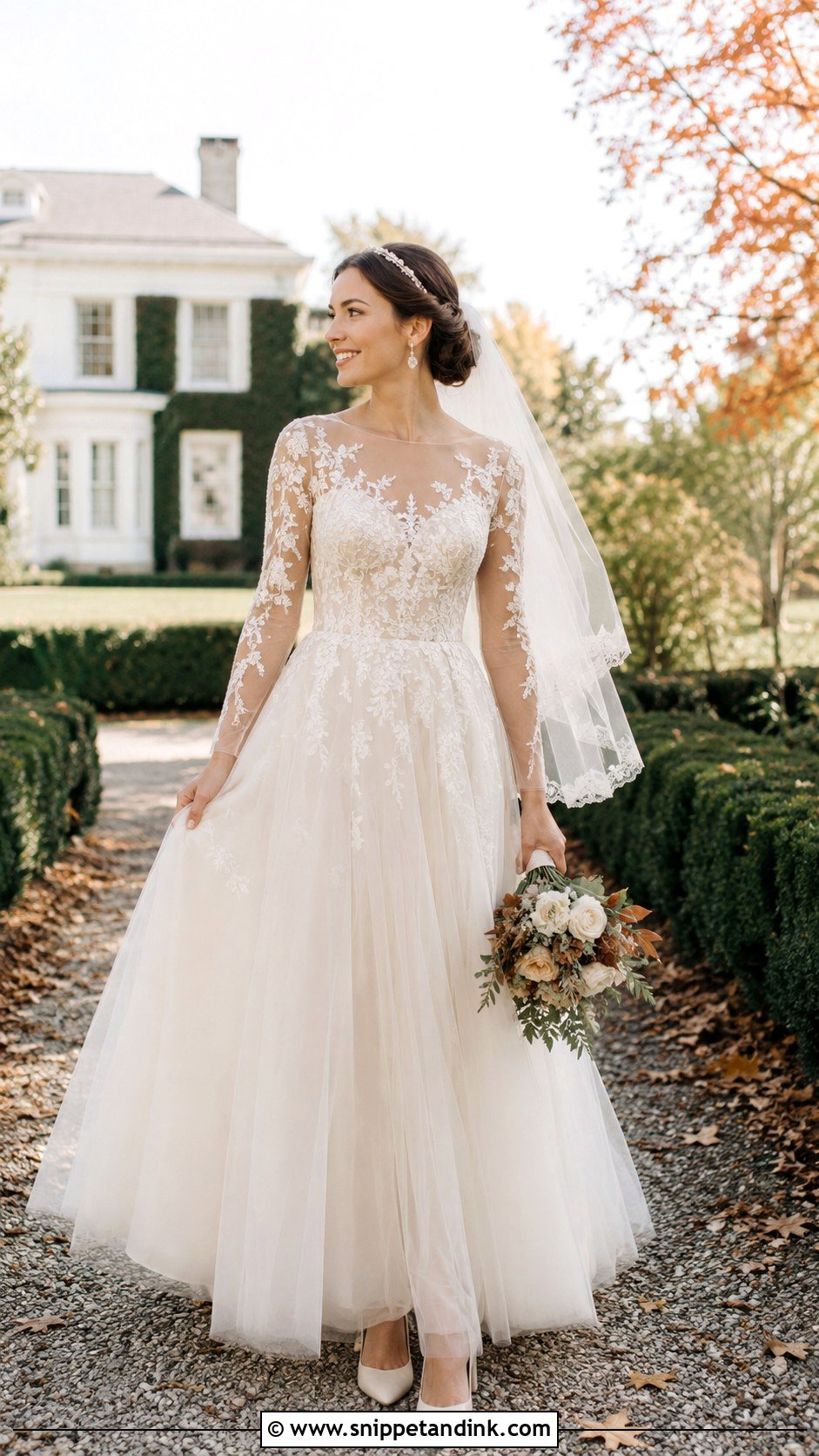 Tulle A Line Fall Wedding Gown - Snippet and Ink - 20 Fall Wedding Gowns
