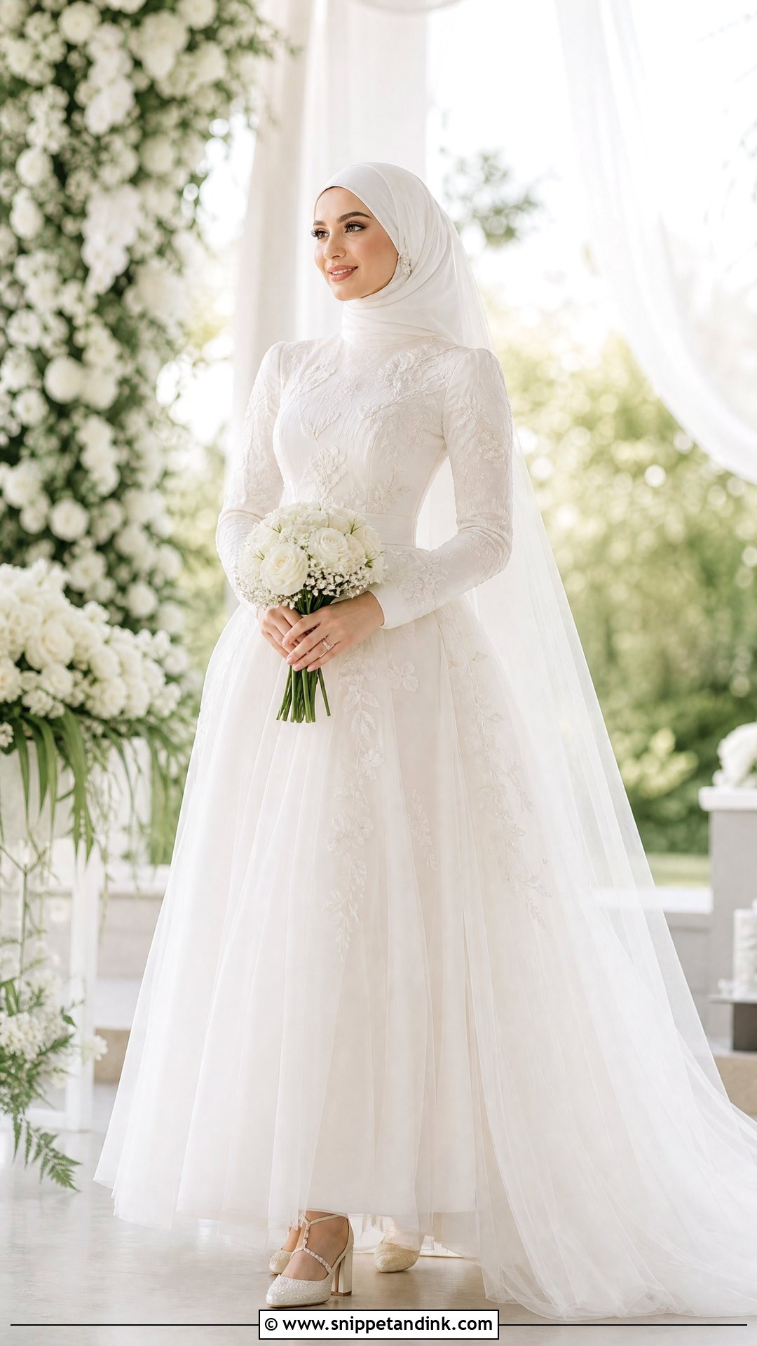 Tulle A Line Hijabi Wedding Dress - Snippet and Ink - 25 Simple Hijabi Wedding Dress Ideas