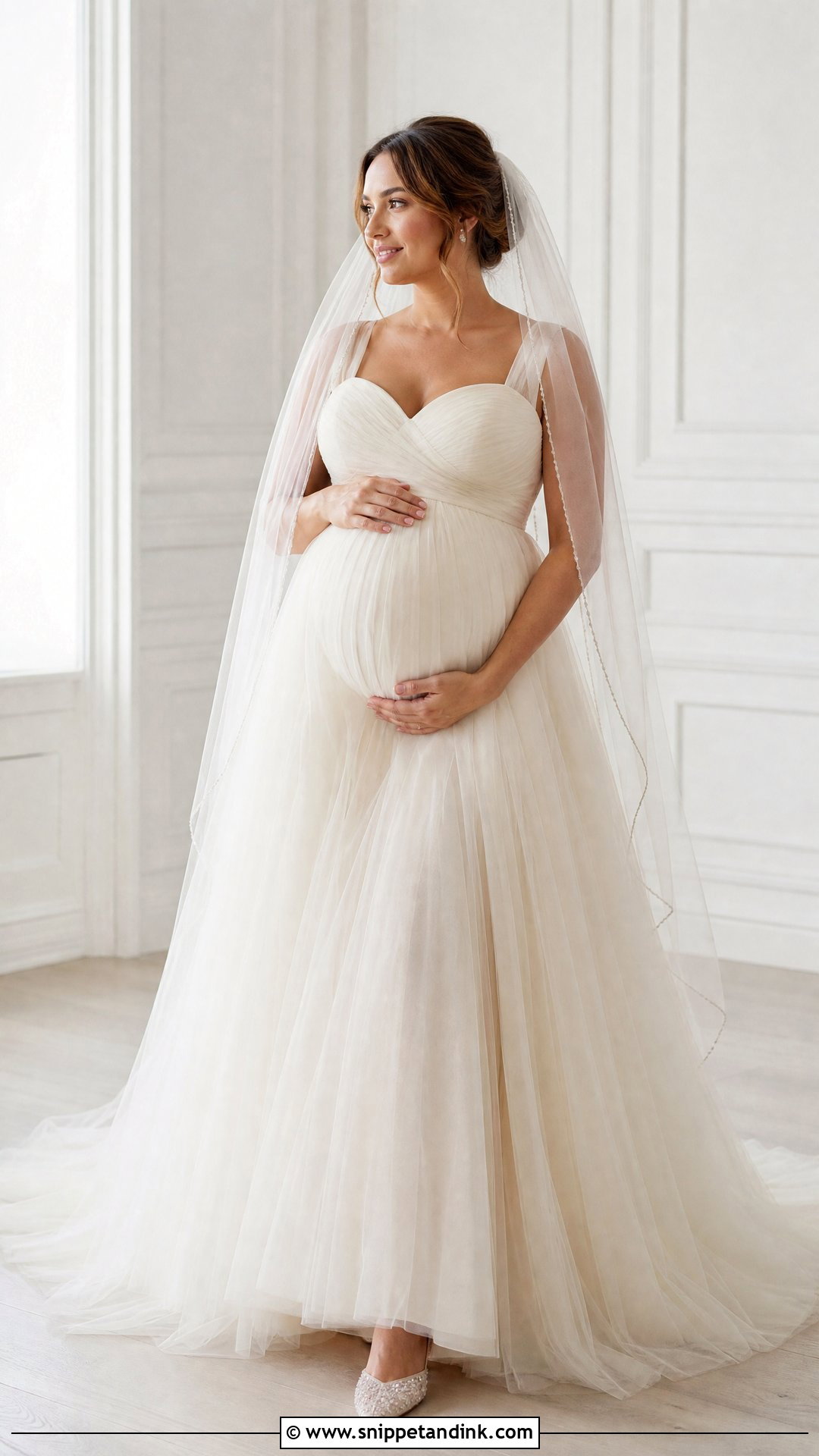 Tulle A Line Maternity Wedding Gown - Snippet and Ink - 25 Maternity Wedding Gown Ideas