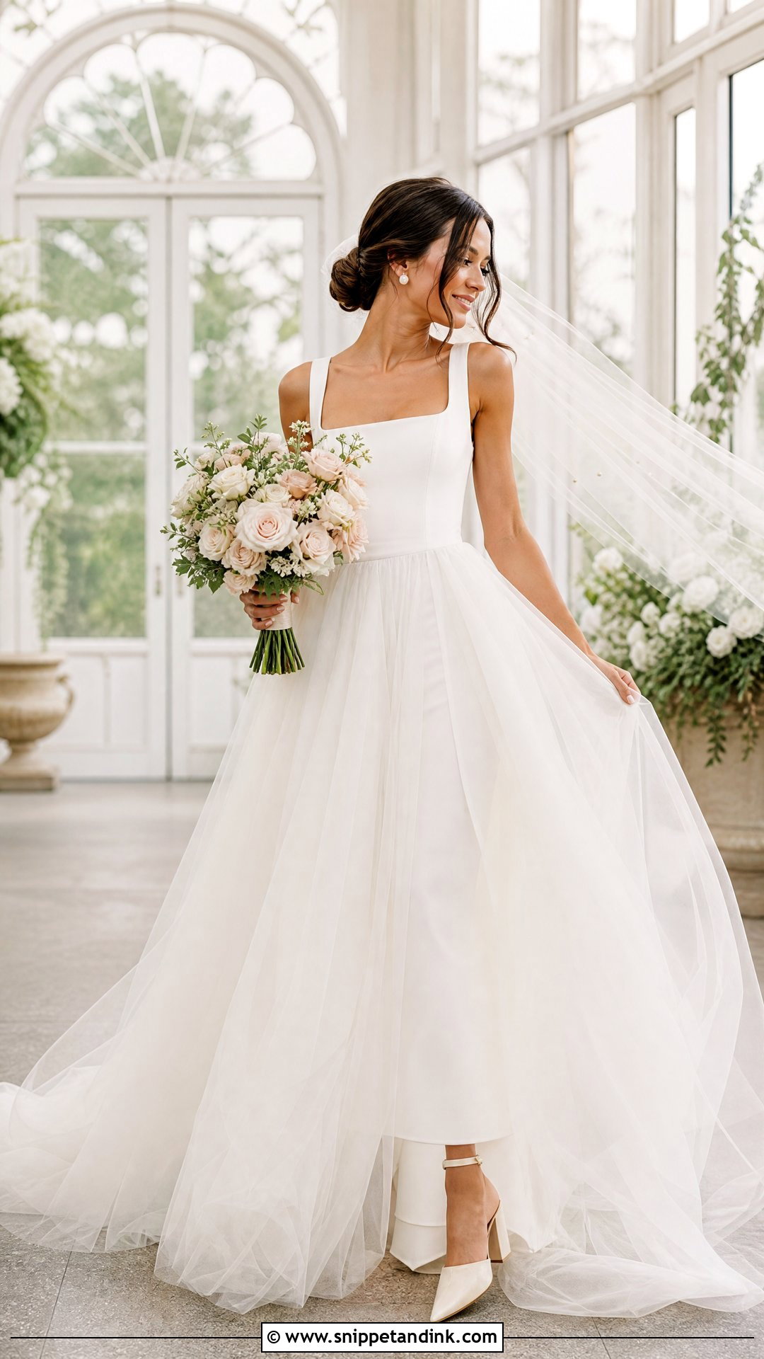 Tulle A Line Over Skirt Wedding Dress - Snippet and Ink - 20 Over Skirt Wedding Dress Ideas