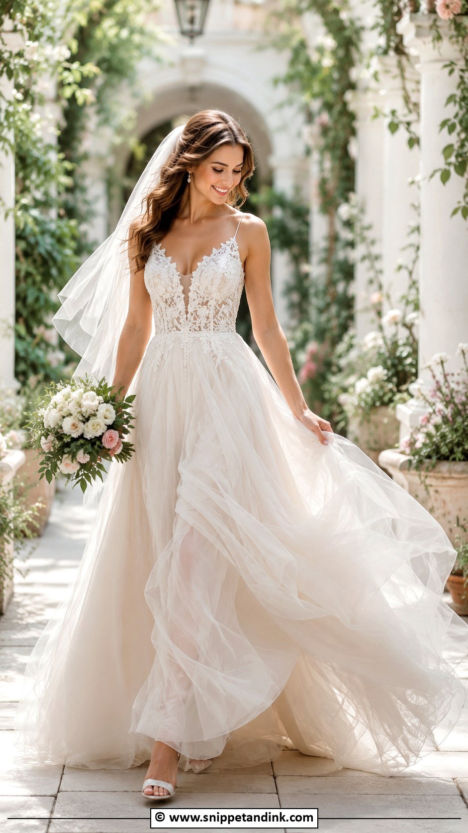 Tulle A Line Wedding Dress - Snippet and Ink - 30 A-Line Wedding Dress Ideas