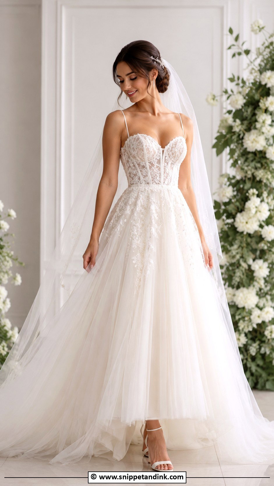 Tulle A Line Wedding Dress - Snippet and Ink - 30 Romantic Wedding Dress Ideas