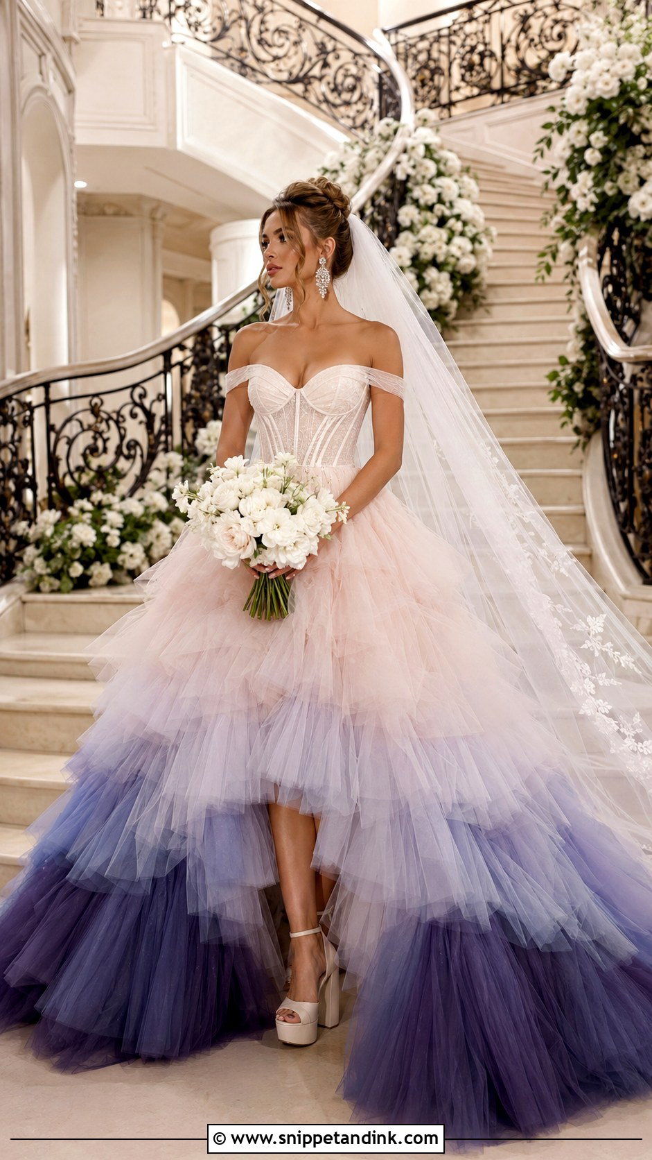 Tulle Ball Gown Dip Dye Wedding Dress - Snippet and Ink - 20 Dip Dye Wedding Dress Ideas