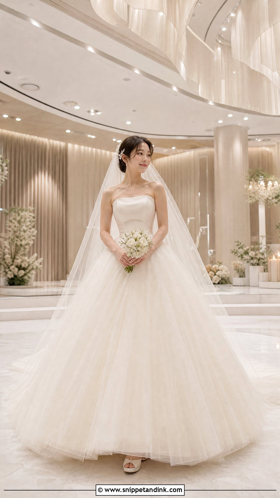 Tulle Ball Gown Korean Wedding Dress - Snippet and Ink - 25 Elegant Korean Wedding Dress Ideas
