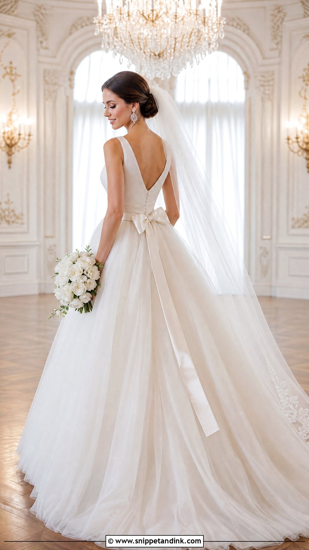 Tulle Ball Gown Ribbon Sash Wedding Dress - Snippet and Ink - 20 Ribbon Wedding Dress Ideas