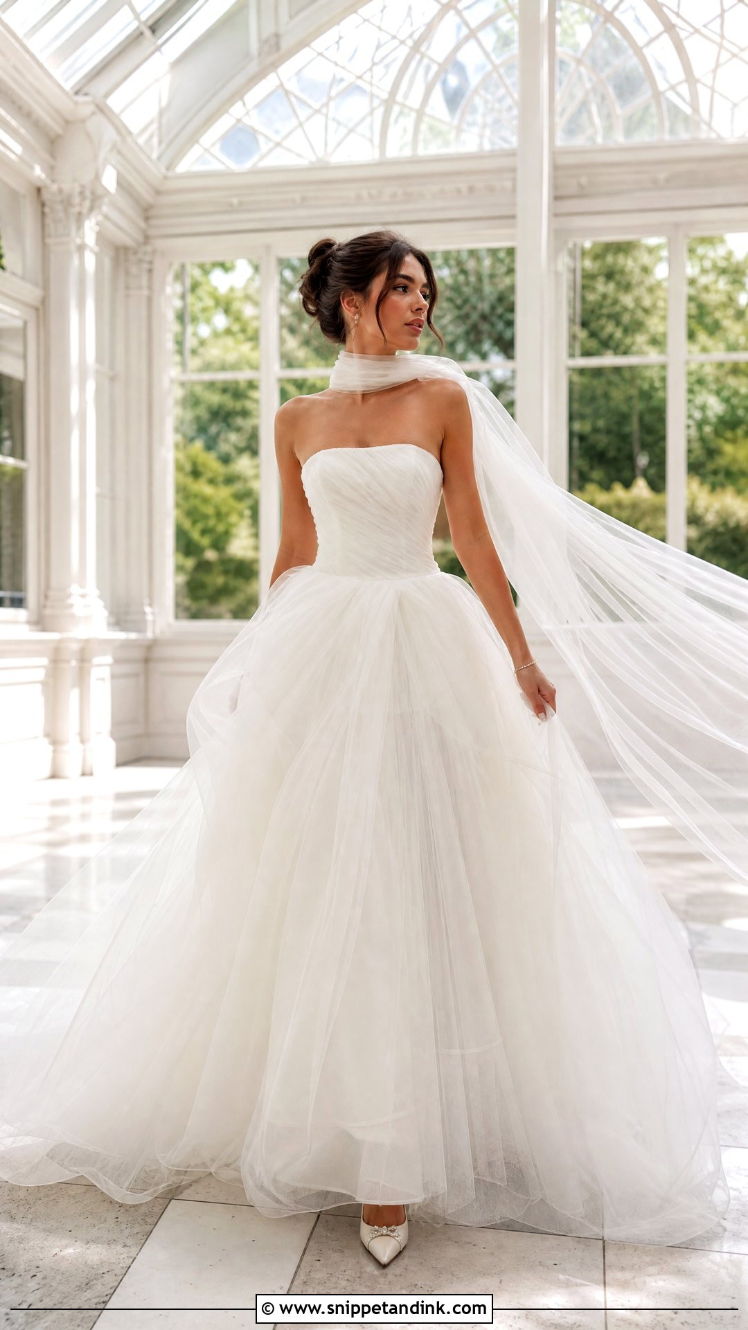 Tulle Ball Gown Scarf Wedding Dress - Snippet and Ink - 20 Scarf Wedding Dresses