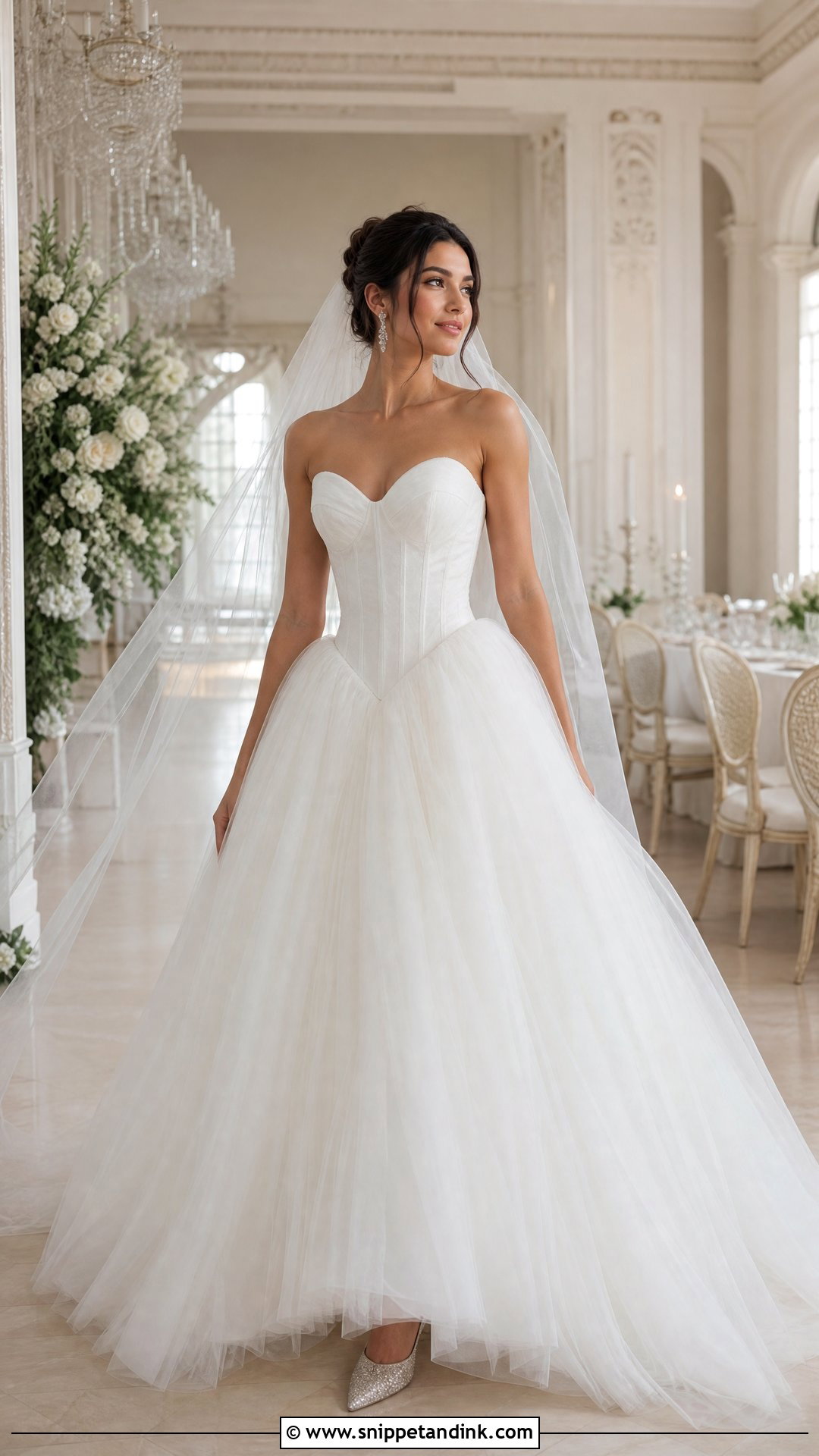 Tulle Ball Gown V Drop Waist Wedding Dress - Snippet and Ink - 20 V Drop Waist Wedding Dress Ideas