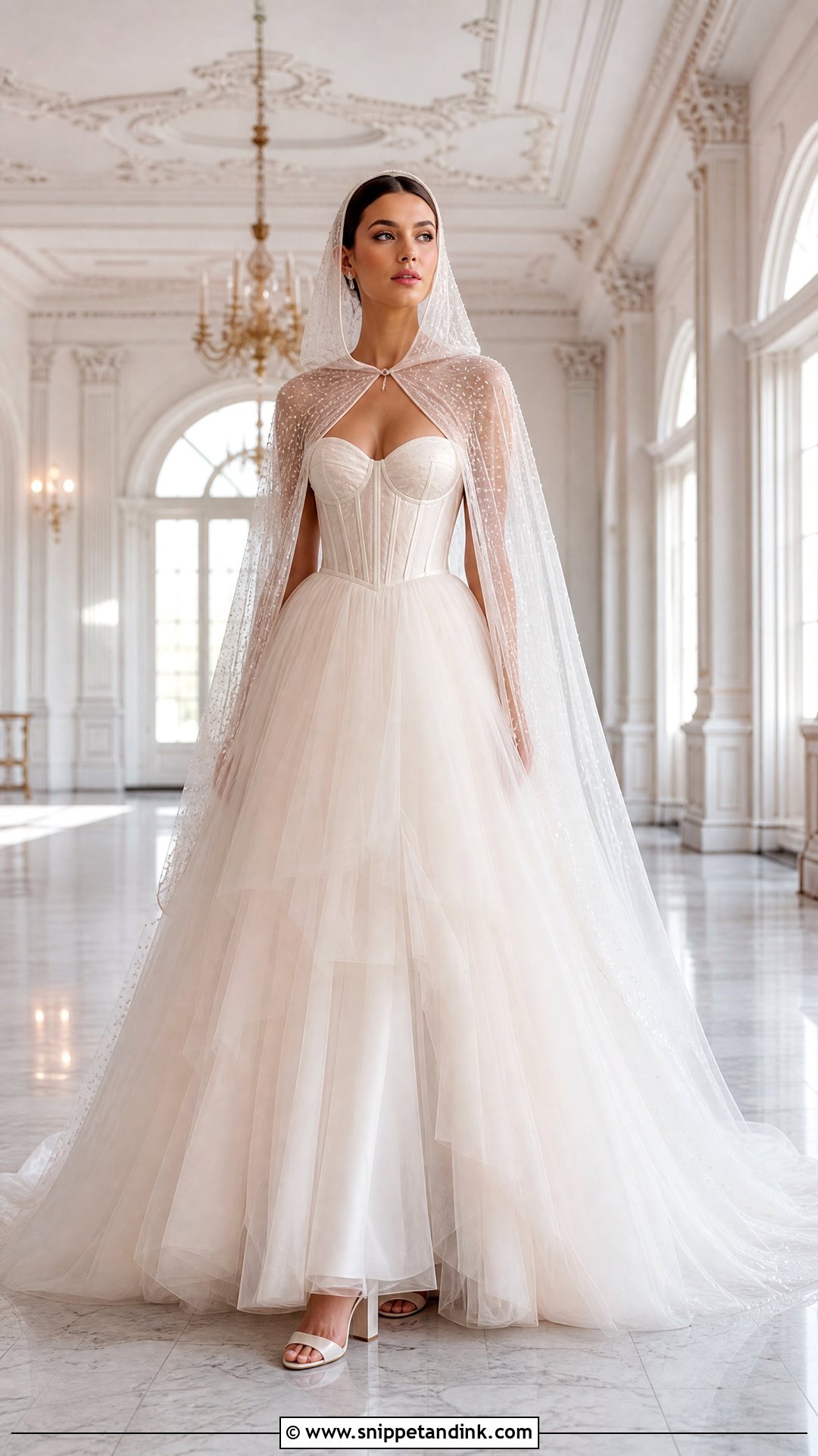 Tulle Ball Gown With Hooded Cape - Snippet and Ink - 20 Hooded Wedding Dress Ideas