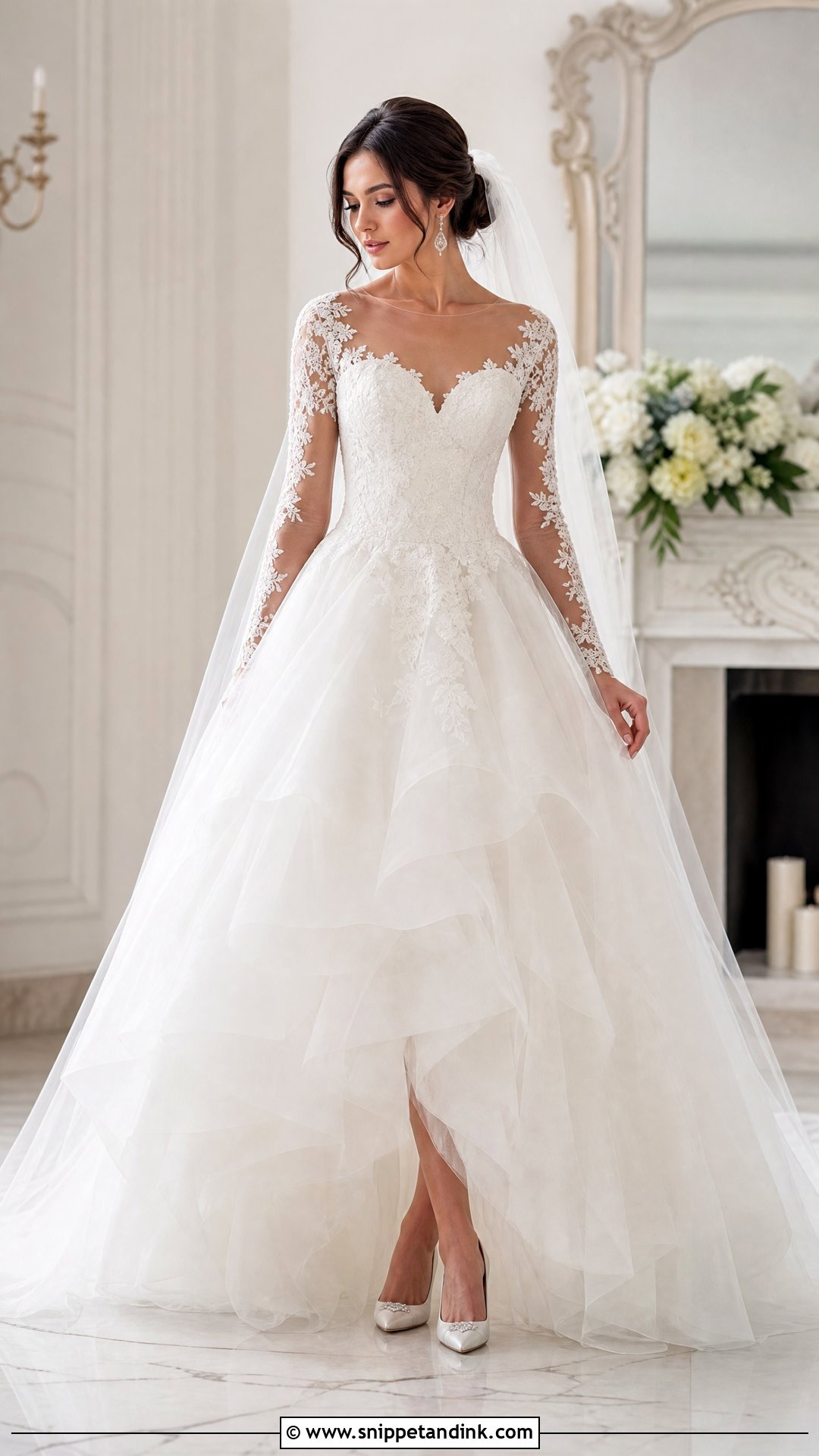 Tulle Ballgown Wedding Dress With Sleeves - Snippet and Ink - 25 Ballgown Wedding Dress with Sleeves
