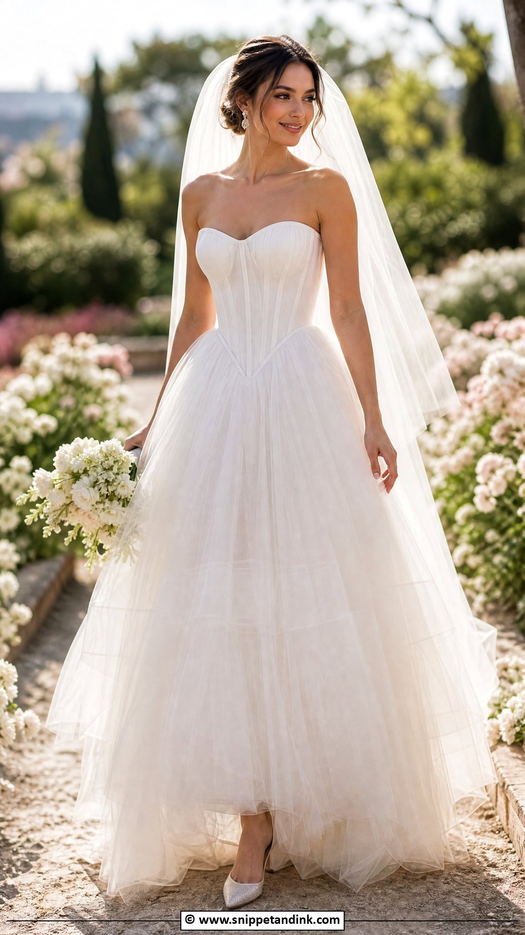 Tulle Basque Waist Wedding Dress - Snippet and Ink - 35 Basque Waist Wedding Dress Ideas