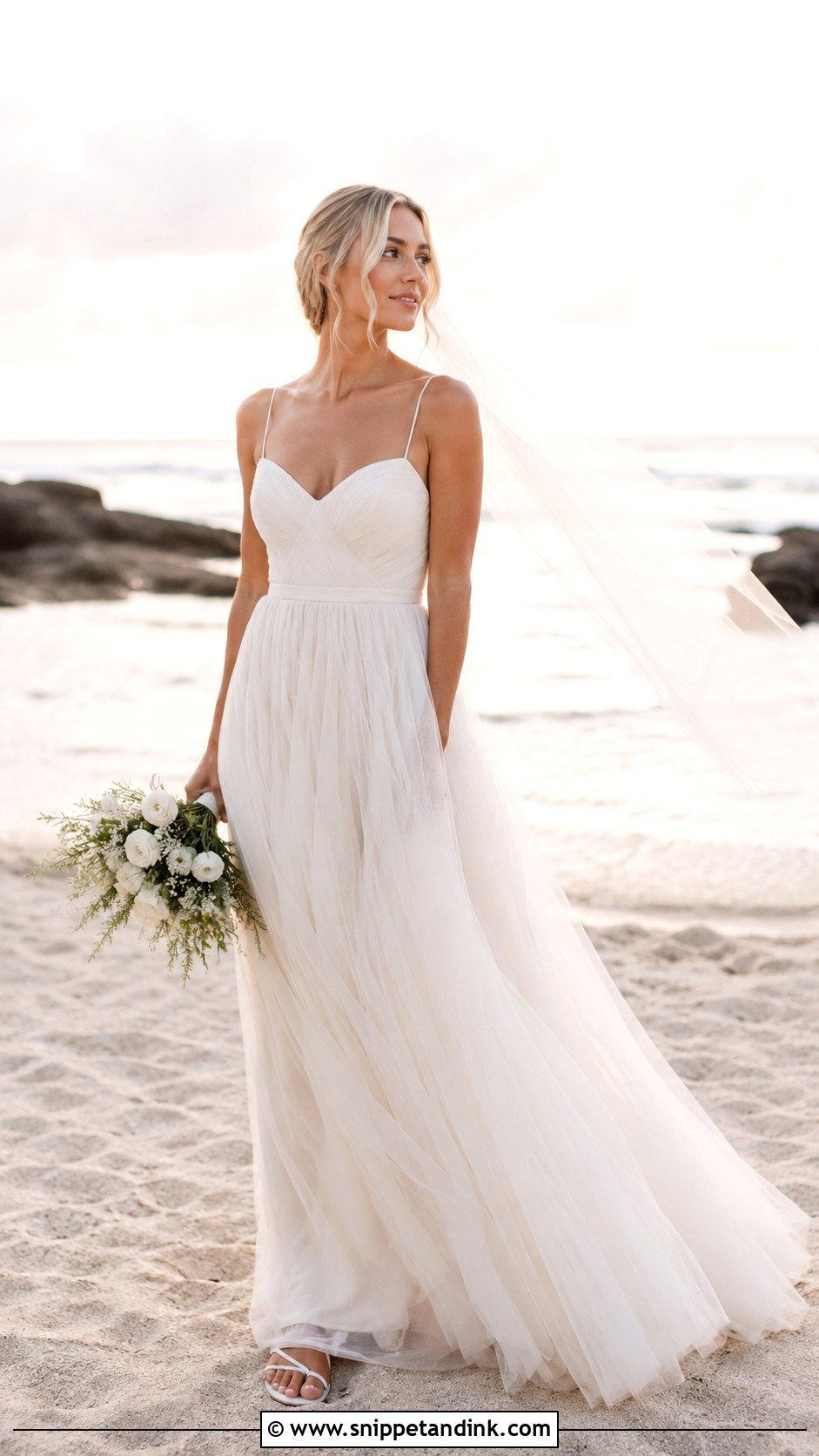 Tulle Beach Elopement Dress - Snippet and Ink - 25 Beach Elopement Dress Ideas