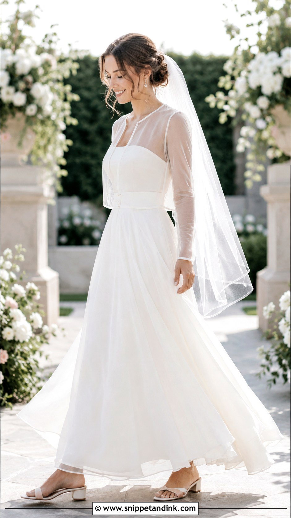 Tulle Bridal Bolero With A Line Wedding Gown - Snippet and Ink - 20 Bridal Bolero Jacket Ideas