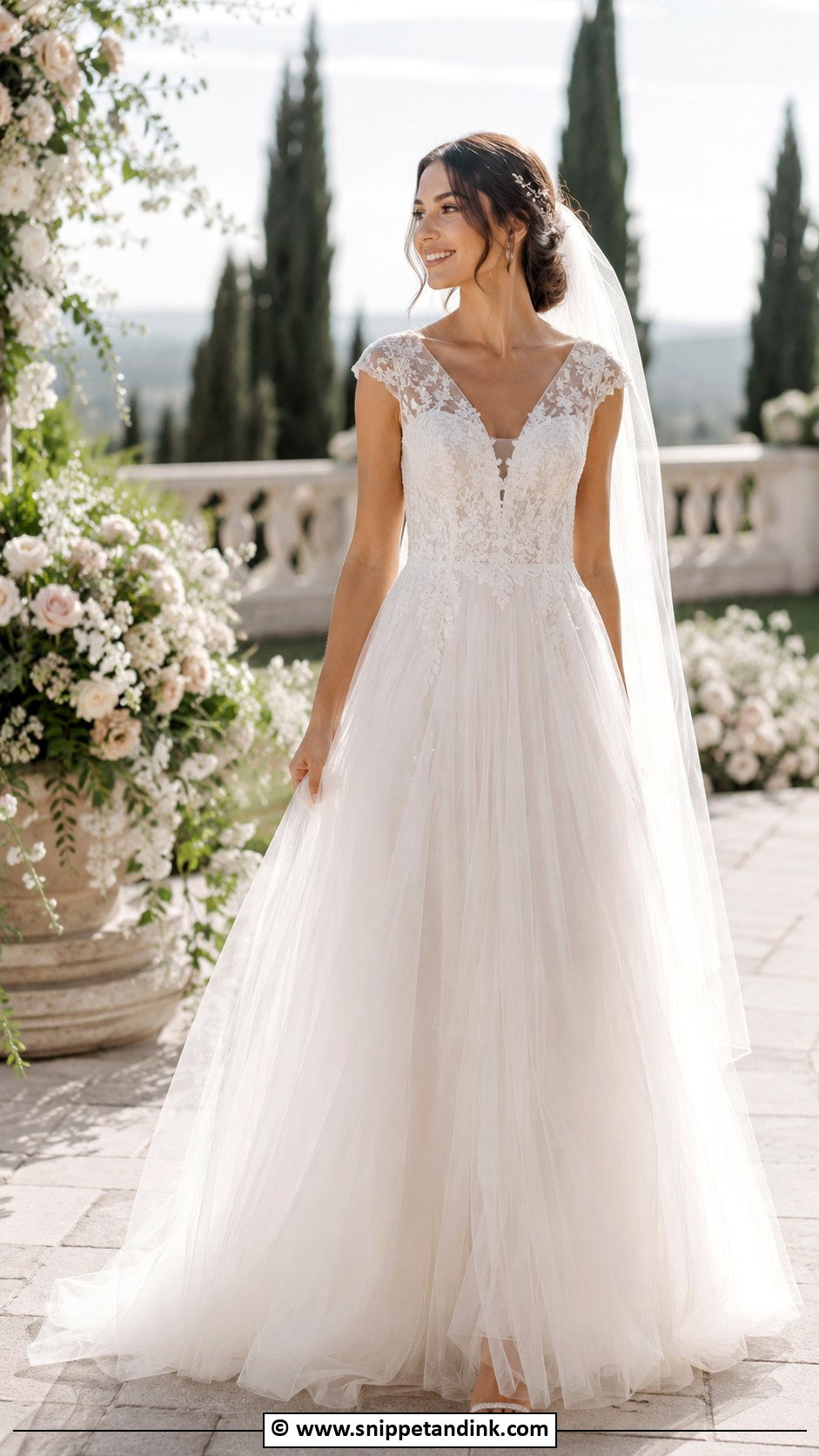 Tulle Cap Sleeve Wedding Dress - Snippet and Ink - 30 Cap Sleeve Wedding Dress Ideas