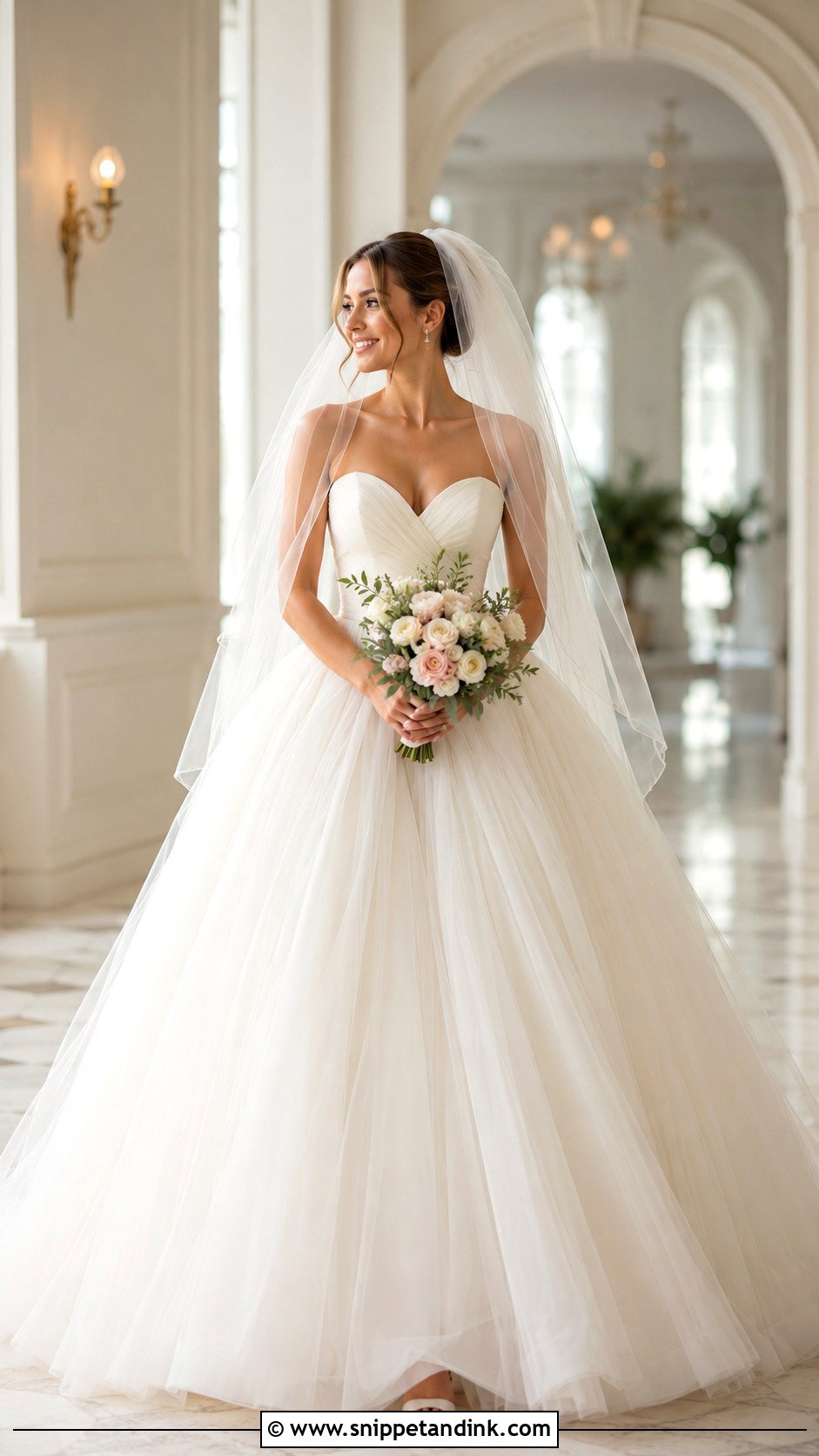 Tulle Cap Veil With Ball Gown - Snippet and Ink - 25 Cap Veil Ideas