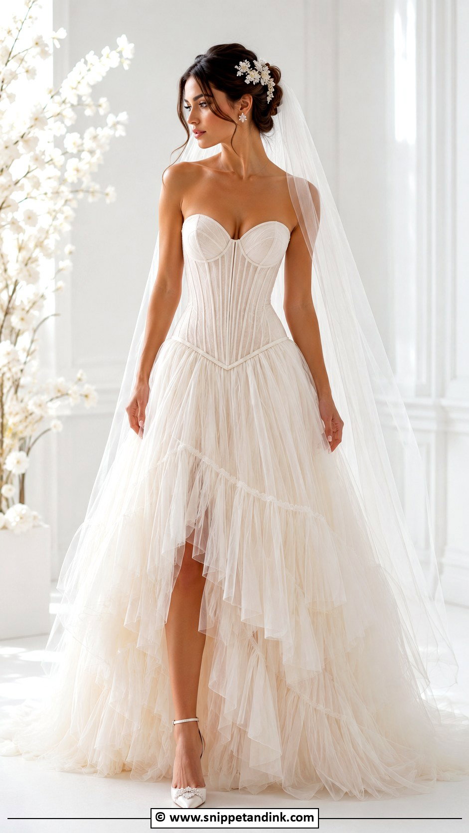 Tulle Drop Waist Corset Wedding Dress - Snippet and Ink - 30 Drop Waist Corset Wedding Dress Ideas