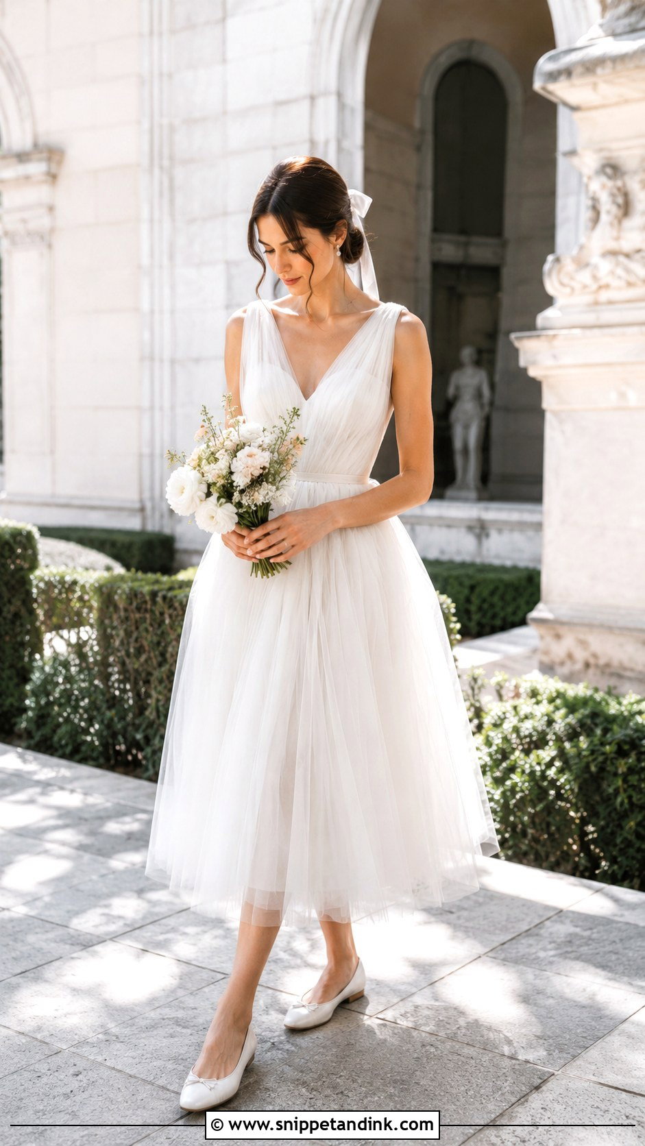 Tulle Elopement Dress With Ballet Flats - Snippet and Ink - 25 Elopement Dresses