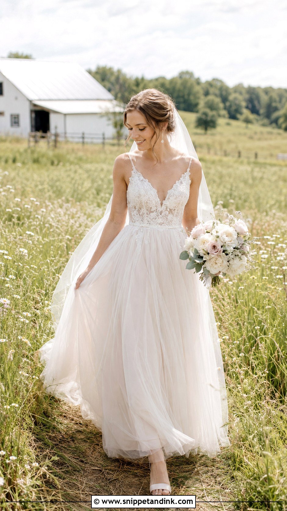 Tulle Farmhouse Wedding Dress - Snippet and Ink - 25 Farmhouse Wedding Dress Ideas