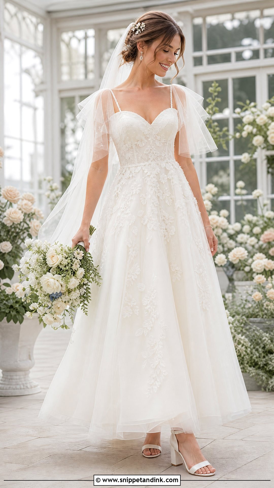 Tulle Flutter Sleeve Wedding Dress - Snippet and Ink - 20 Wedding Dress Flutter Sleeves