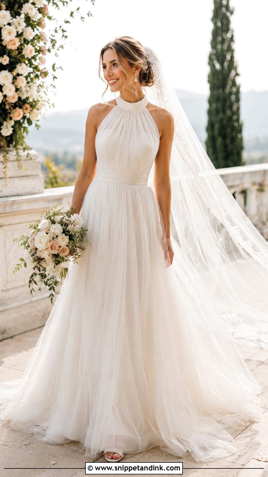 Tulle Halterneck Wedding Dress - Snippet and Ink - 30 Halterneck Wedding Dress Ideas
