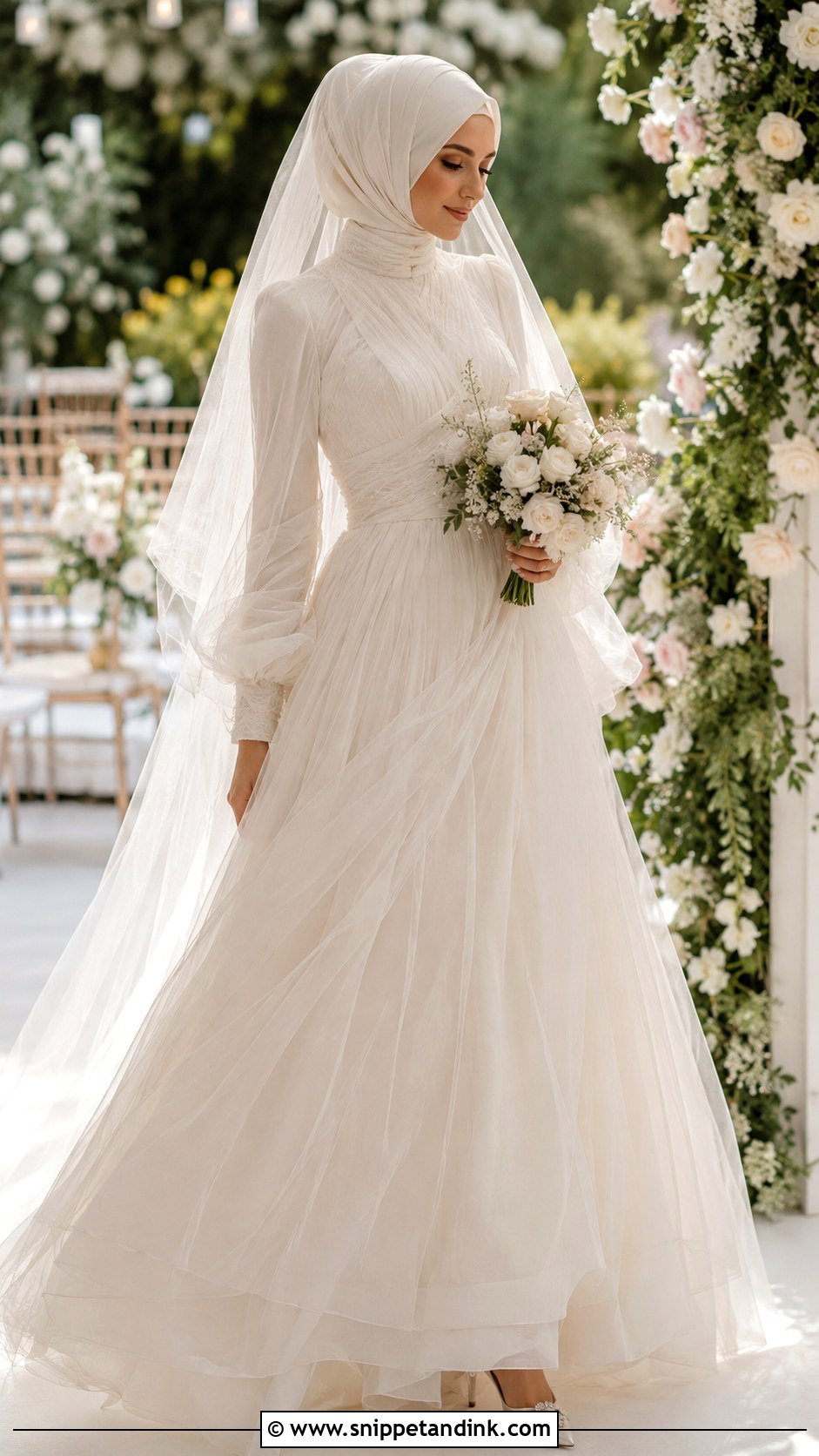 Tulle Hijab Wedding Dress - Snippet and Ink - 25 Elegant Hijab Wedding Dress Ideas