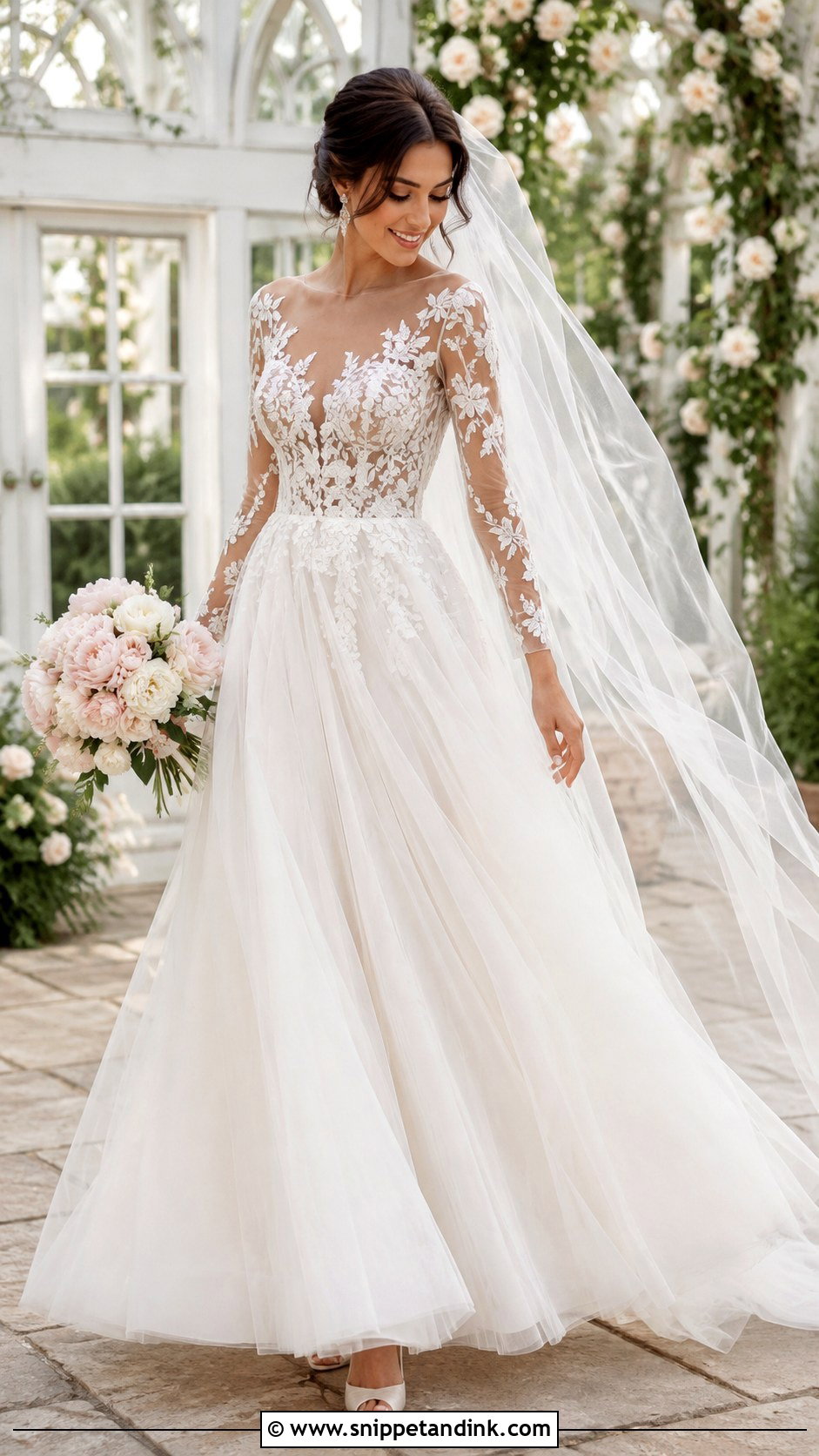 Tulle Long Sleeve A Line Wedding Dress - Snippet and Ink - 20 Long Sleeve a Line Wedding Dress Ideas