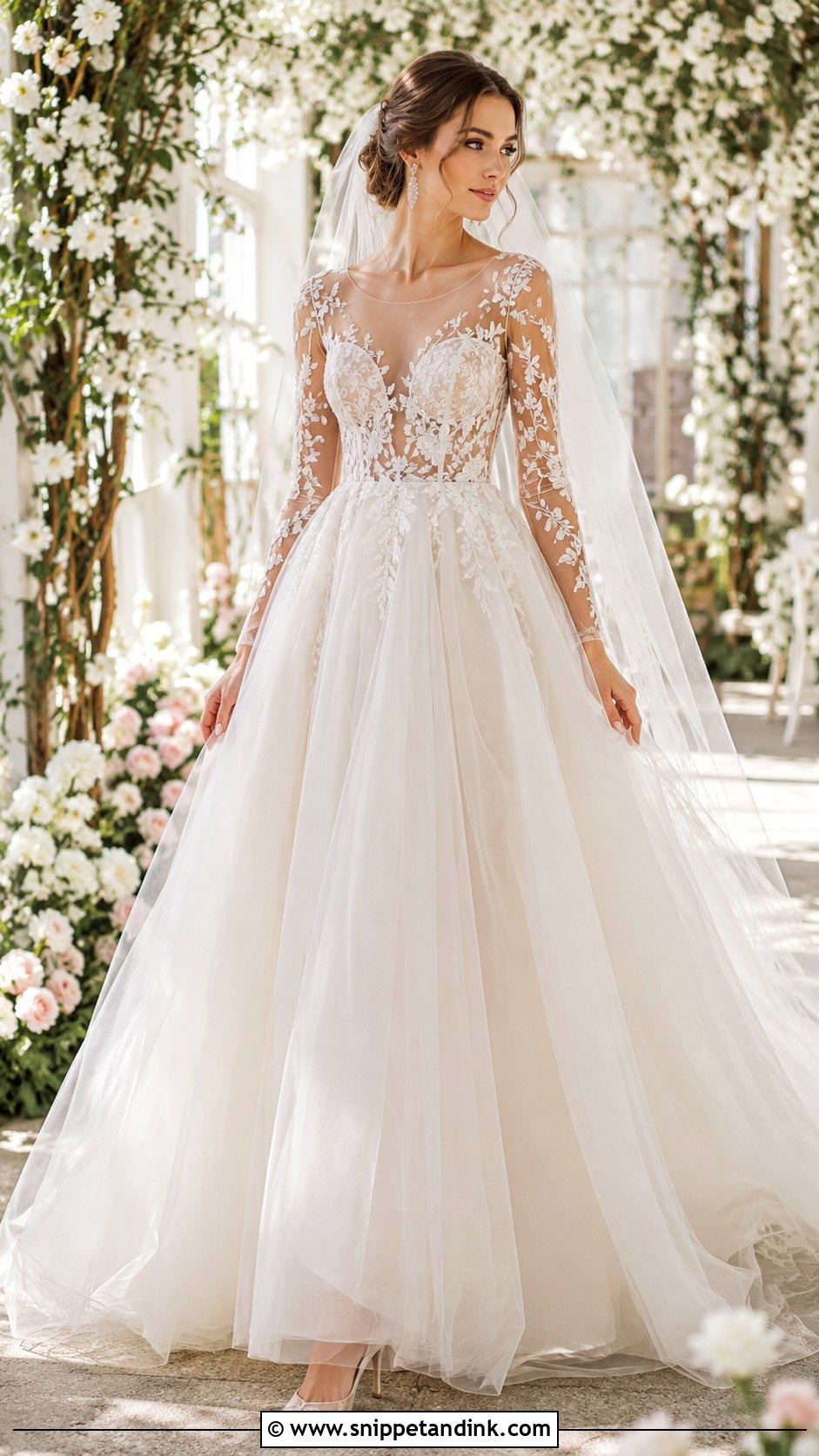 Tulle Long Sleeve Ball Gown Wedding Dress - Snippet and Ink - 25 Long Sleeve Ball Gown Wedding Dress Ideas