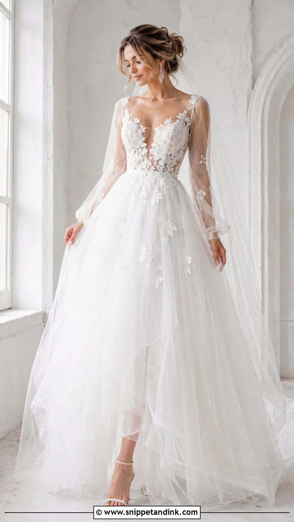 Tulle Long Sleeve Wedding Dress - Snippet and Ink - 25 Wedding Dresses with Long Sleeves